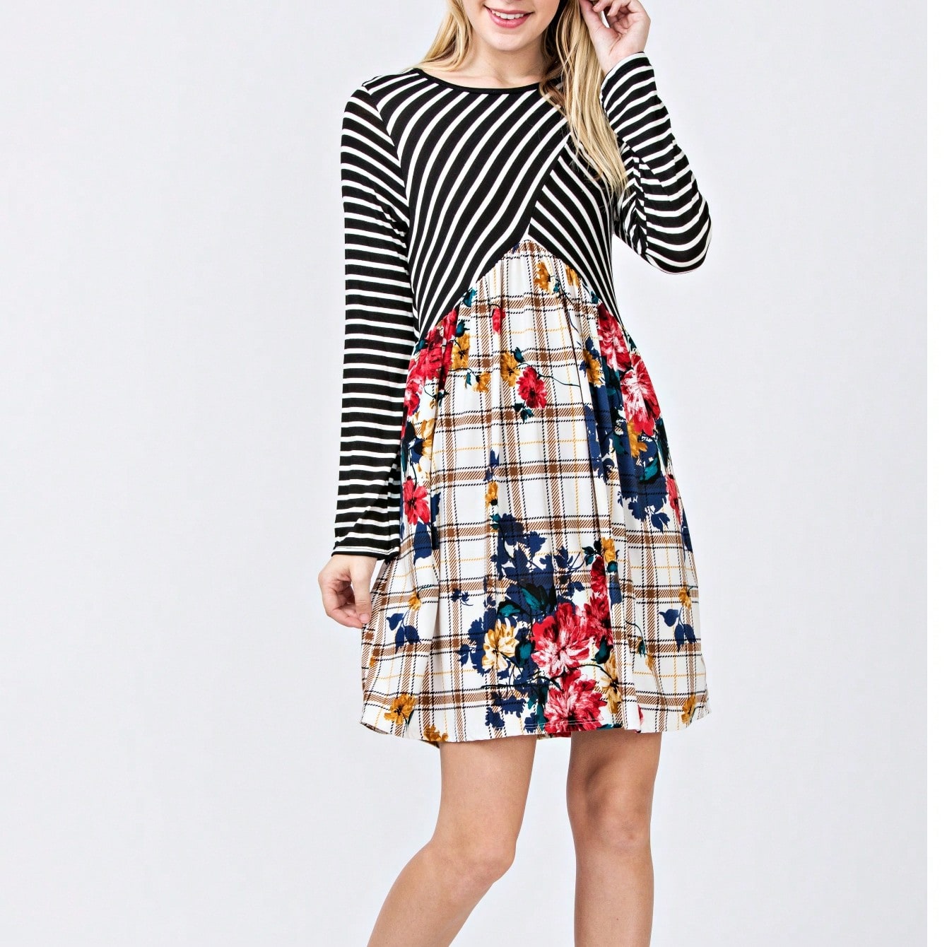 Orange & Navy Mint Multi Stripe Cross Front Knit Mini Dress | S-3X