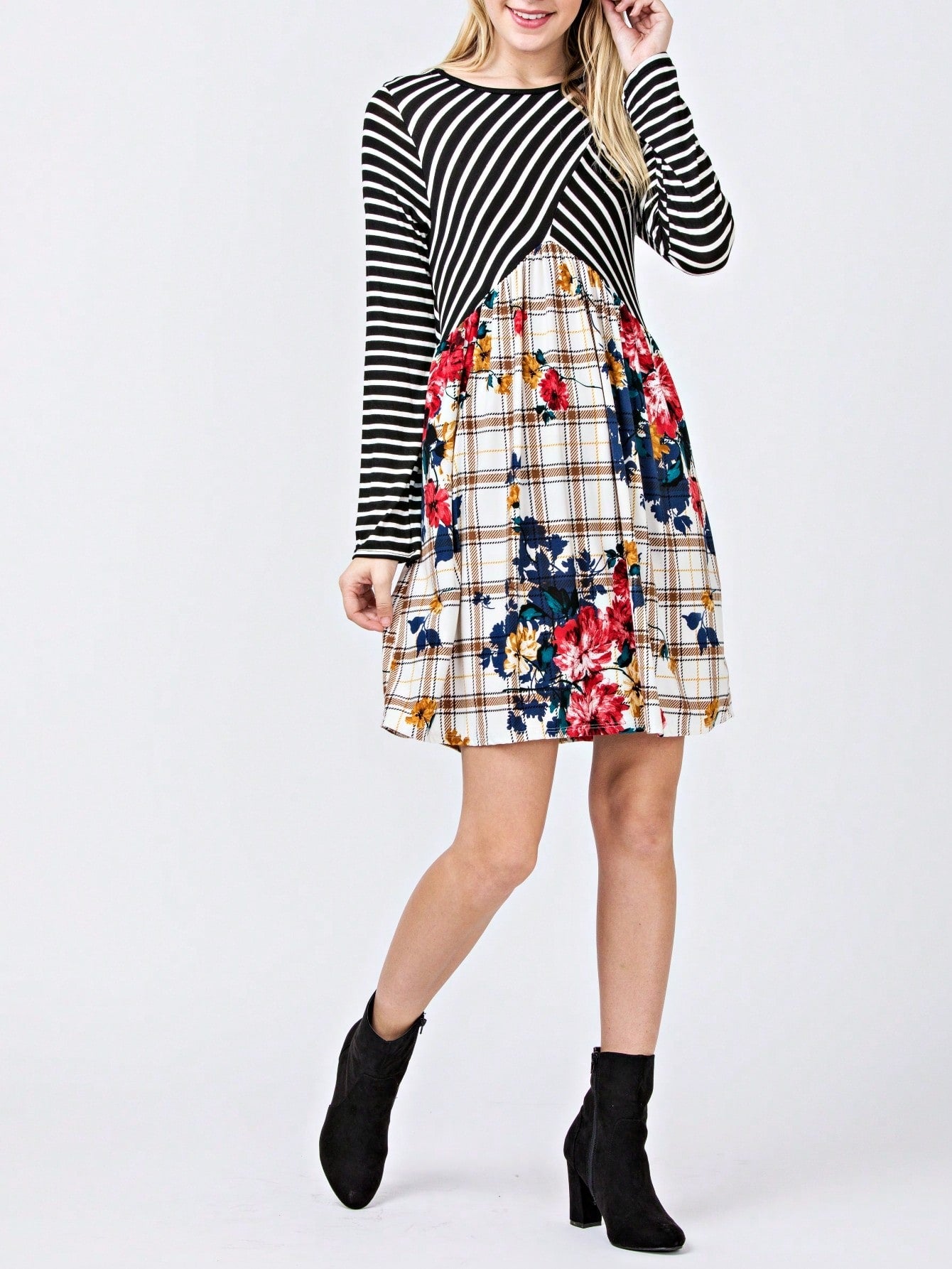 Orange & Navy Mint Multi Stripe Cross Front Knit Mini Dress | S-3X