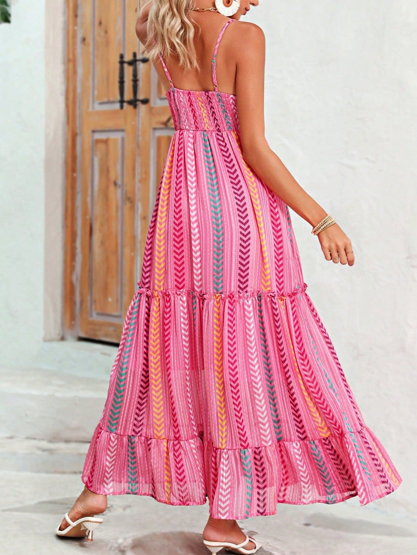 Boho Vacation Blue  Elegant Classic Tiered Maxi Long Shirt  Dress With Belt  Versatile Summer Dress For Women