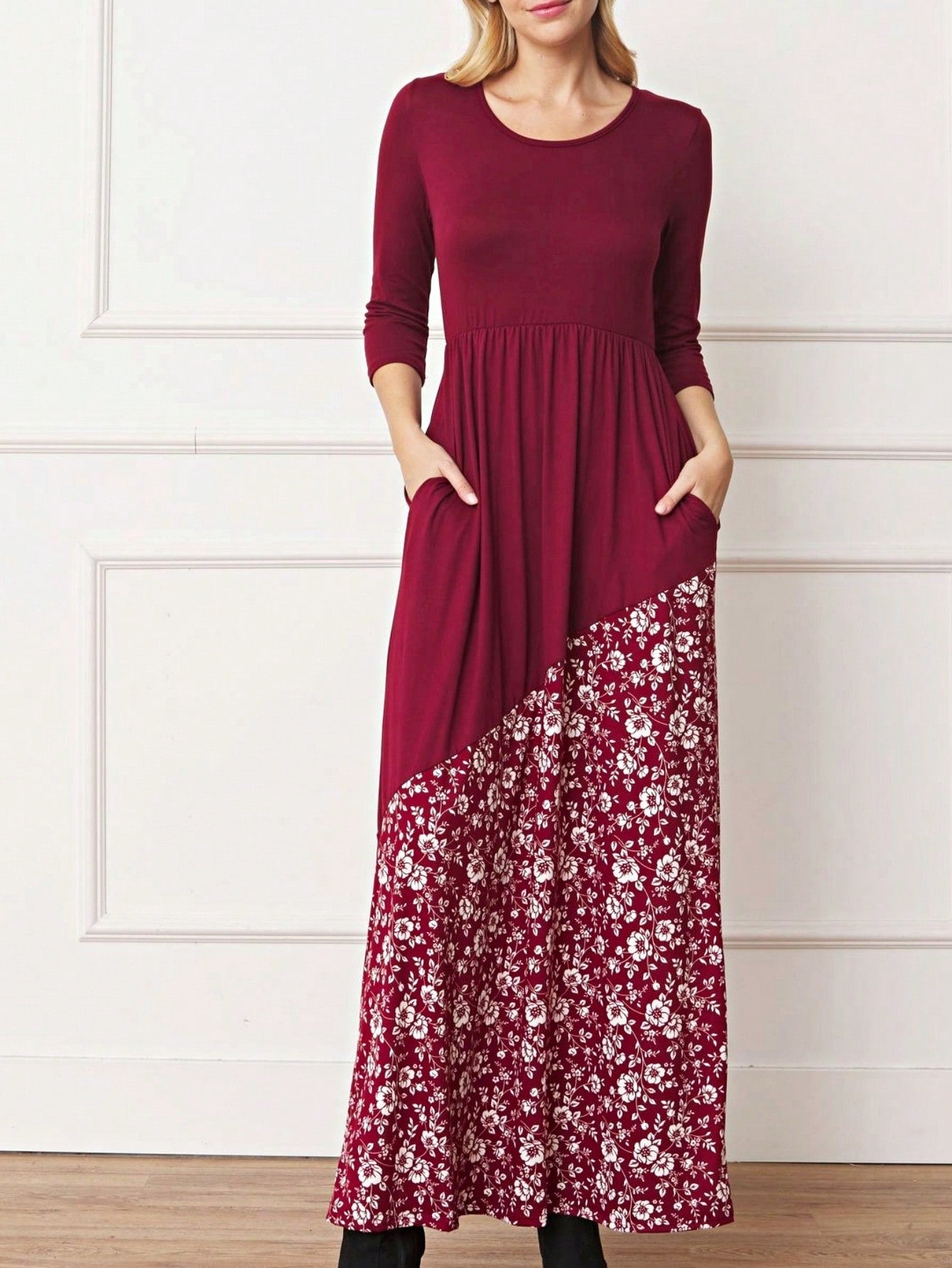 Elegant Floral Maxi Dress With Plunging Neckline Short Sleeve Surplice Sash Versatile Summer Dress For Women