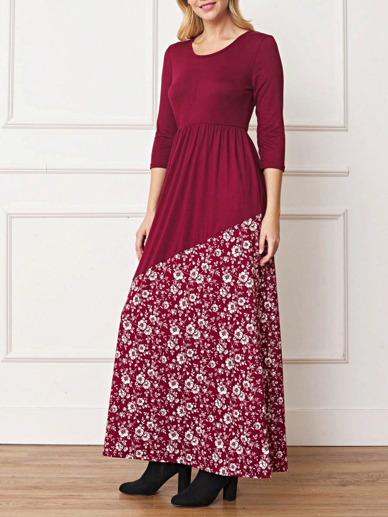 Elegant Floral Maxi Dress With Plunging Neckline Short Sleeve Surplice Sash Versatile Summer Dress For Women