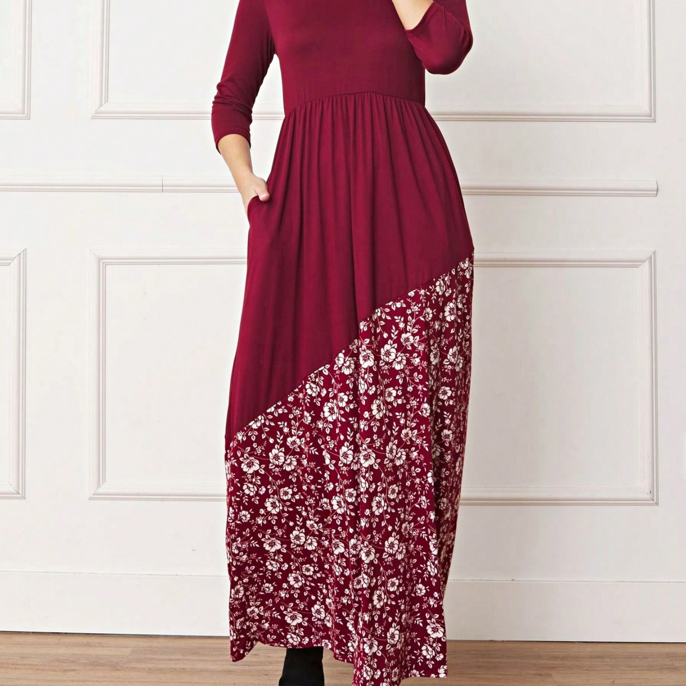 Elegant Floral Maxi Dress With Plunging Neckline Short Sleeve Surplice Sash Versatile Summer Dress For Women