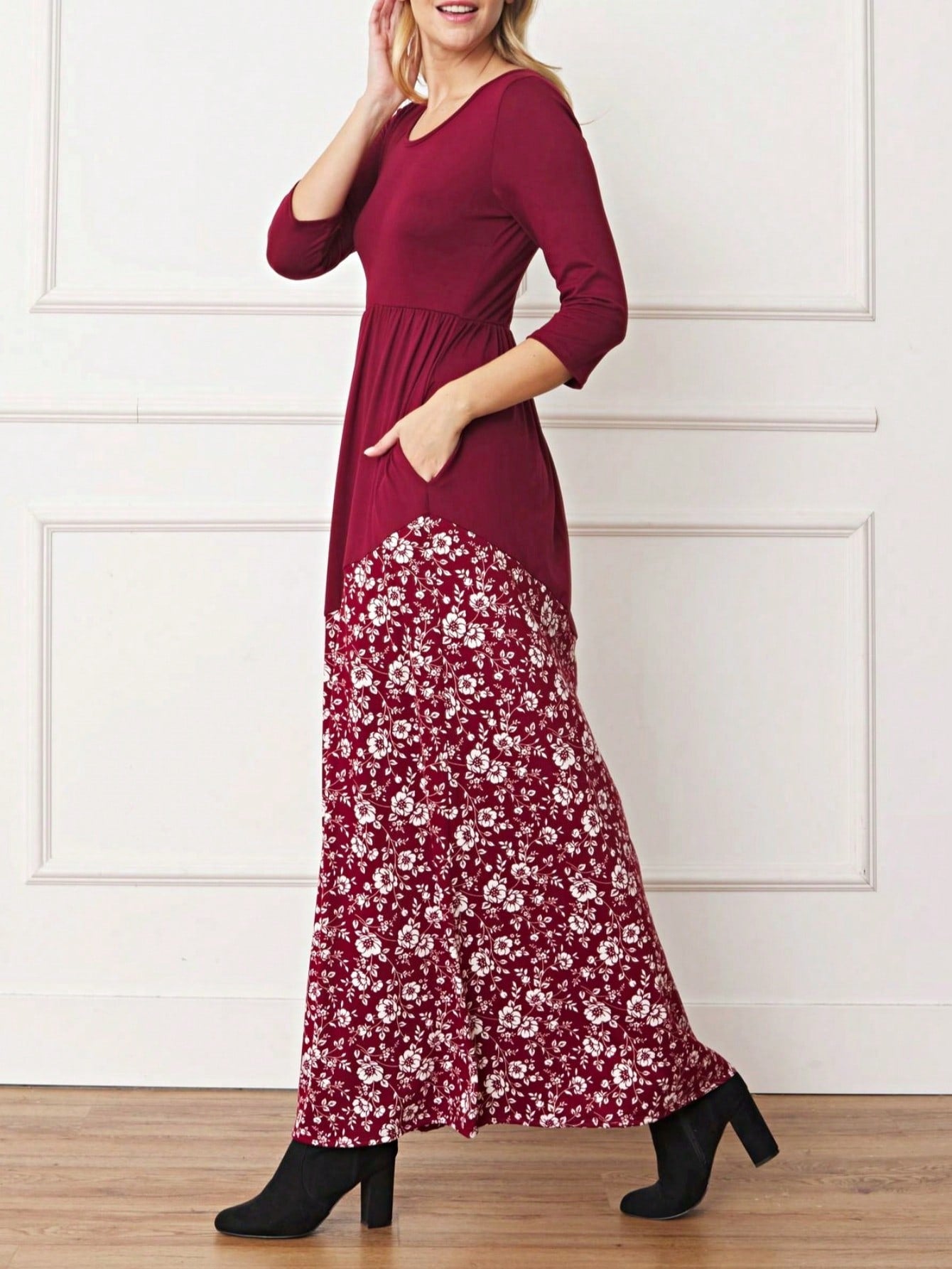 Elegant Floral Maxi Dress With Plunging Neckline Short Sleeve Surplice Sash Versatile Summer Dress For Women