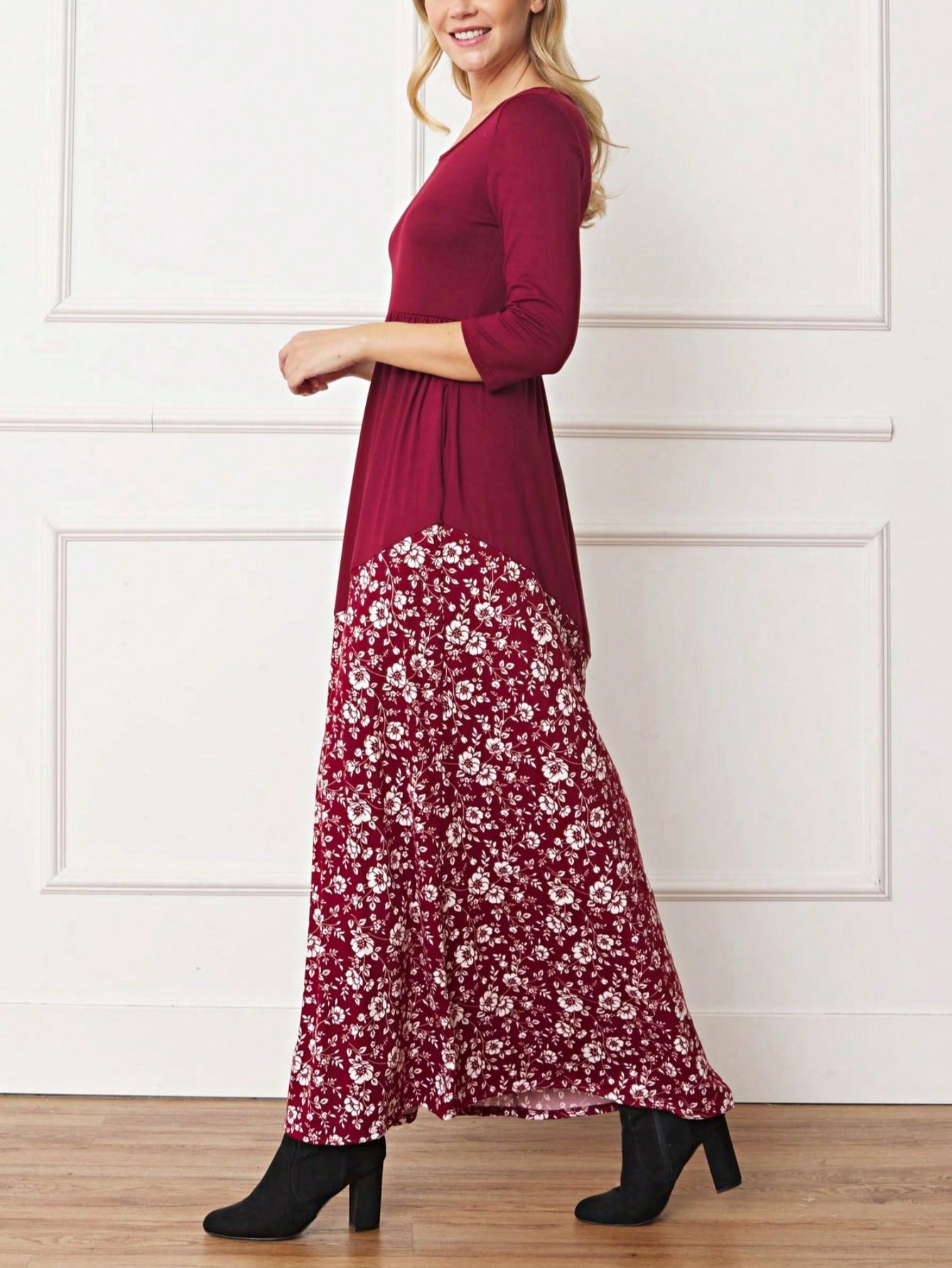 Elegant Floral Maxi Dress With Plunging Neckline Short Sleeve Surplice Sash Versatile Summer Dress For Women