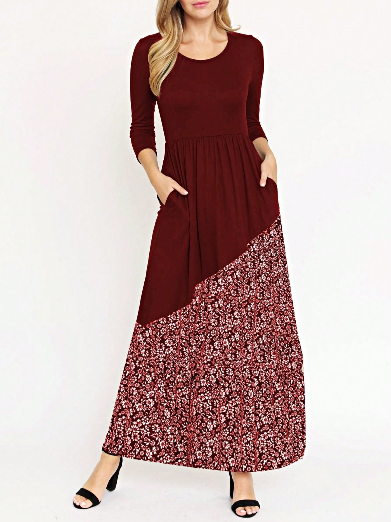 Elegant Floral Maxi Dress With Plunging Neckline Short Sleeve Surplice Sash Versatile Summer Dress For Women