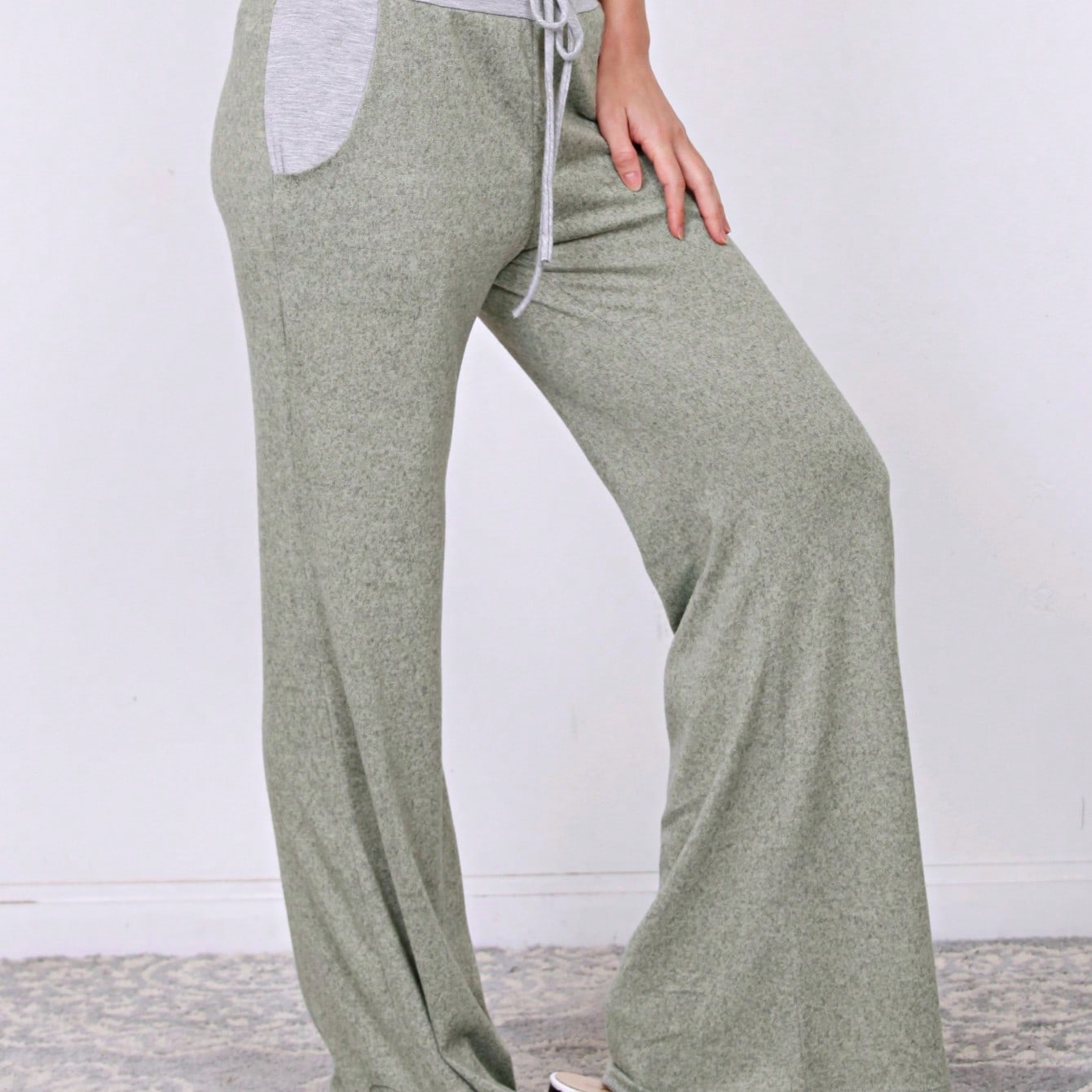 Polka Dot Draw String Wide Leg Lounge Vintage Charcoal Navy Black Sage Log Pants Small To 3 XL Plus
