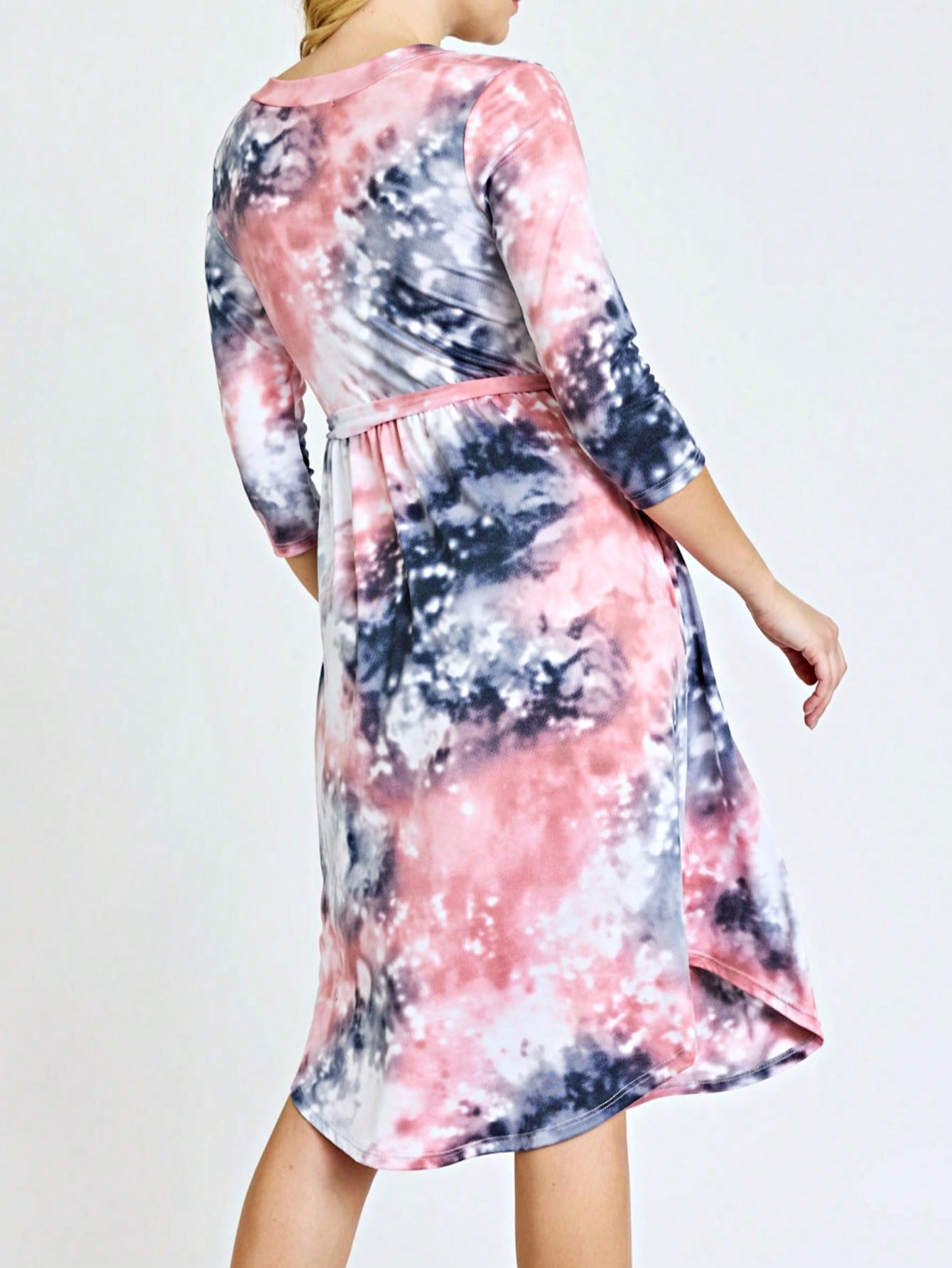 Contrast Surplice Ditsy Floral Midi Dress With Sash | 2 Colors | S-3X
