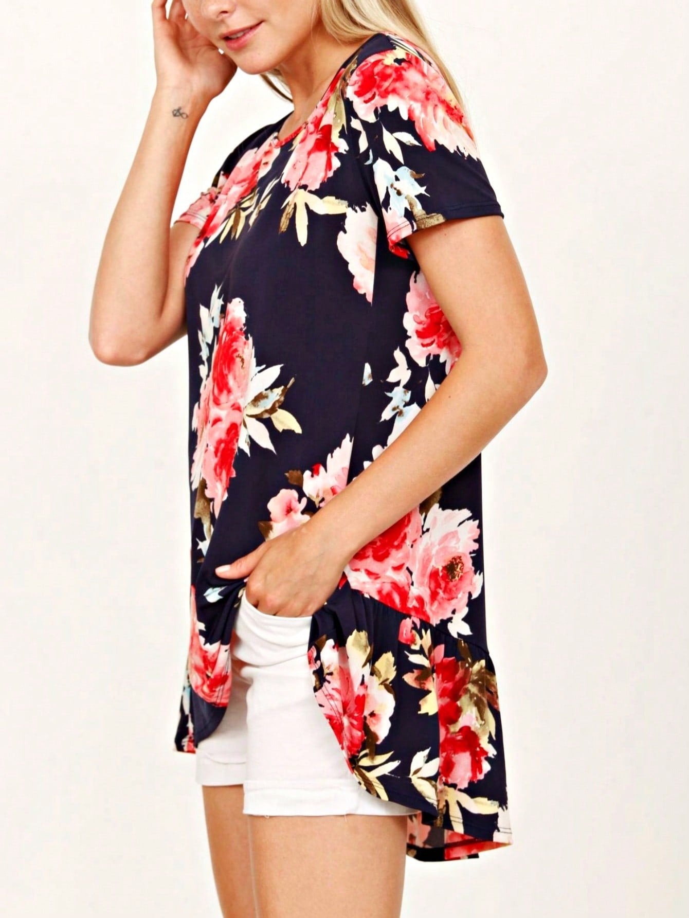 Boho  Pattern Raglan Ruffle Flare Sleeve Tunic Blouse Top Small To 3XL Plus