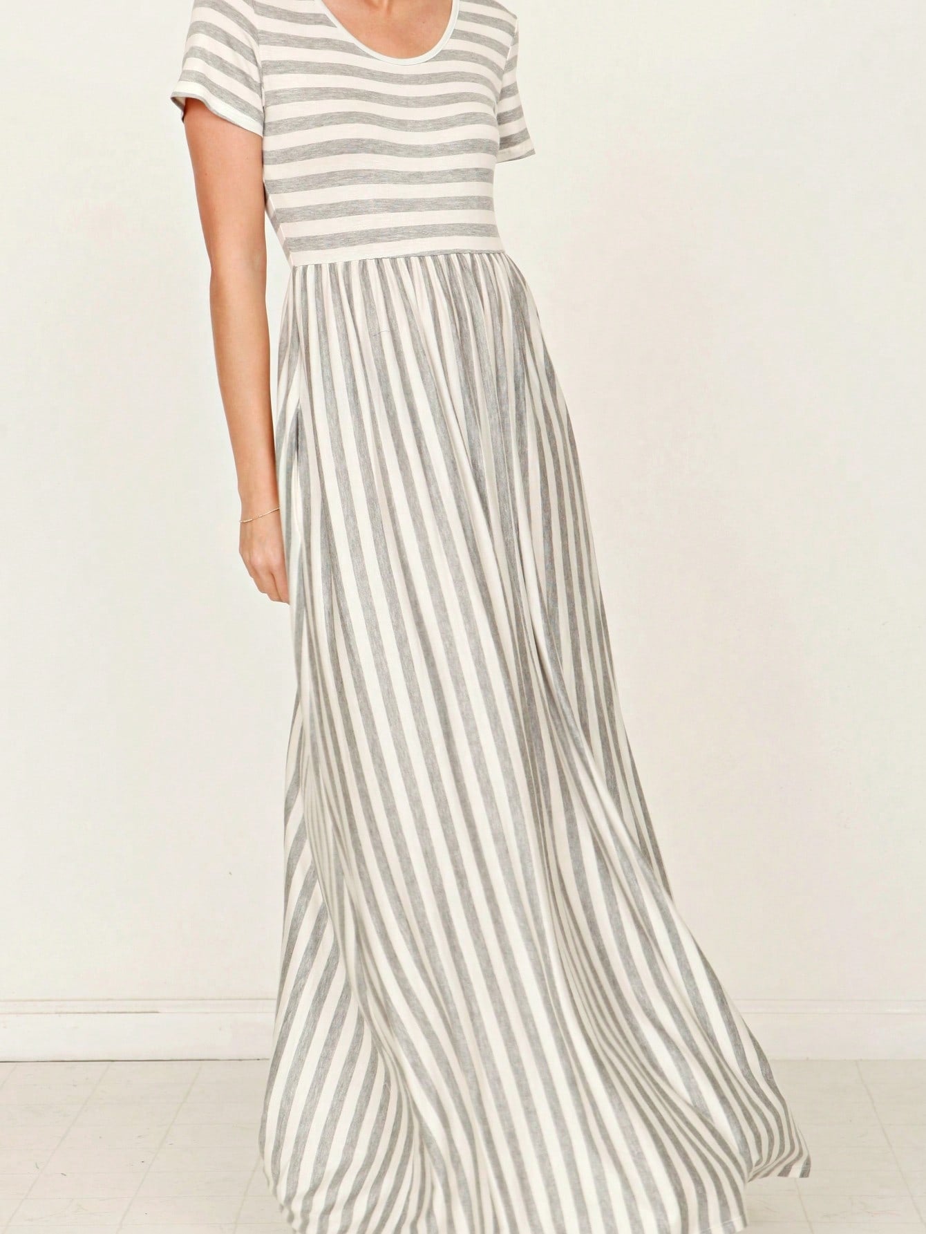 Boho Retro Multi Ditsy Floral Stripe Blue Charcoal Black Coral Short Sleeve Maxi Long Dress With Pocket | S-3X