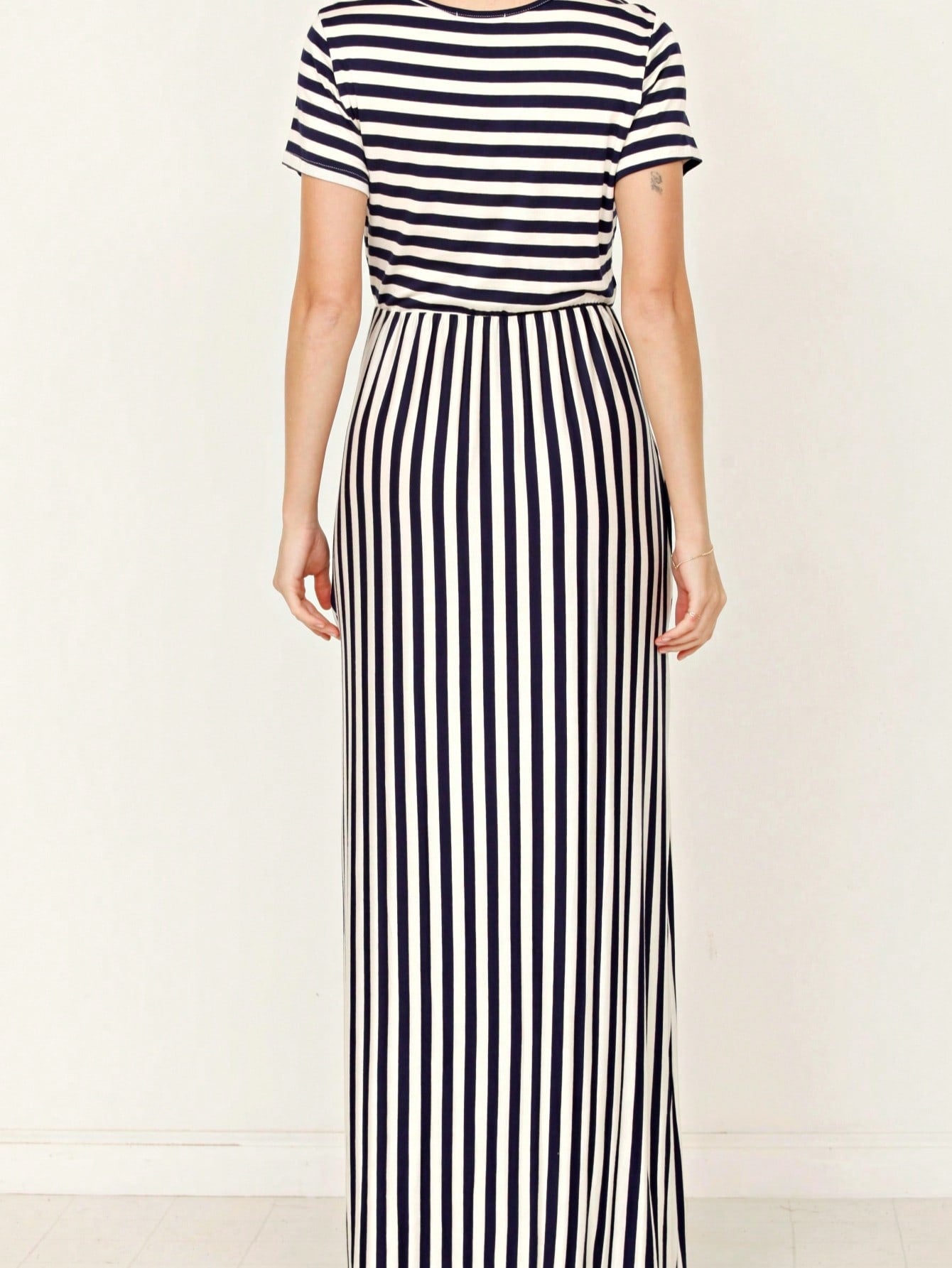 Boho Retro Multi Ditsy Floral Stripe Blue Charcoal Black Coral Short Sleeve Maxi Long Dress With Pocket | S-3X