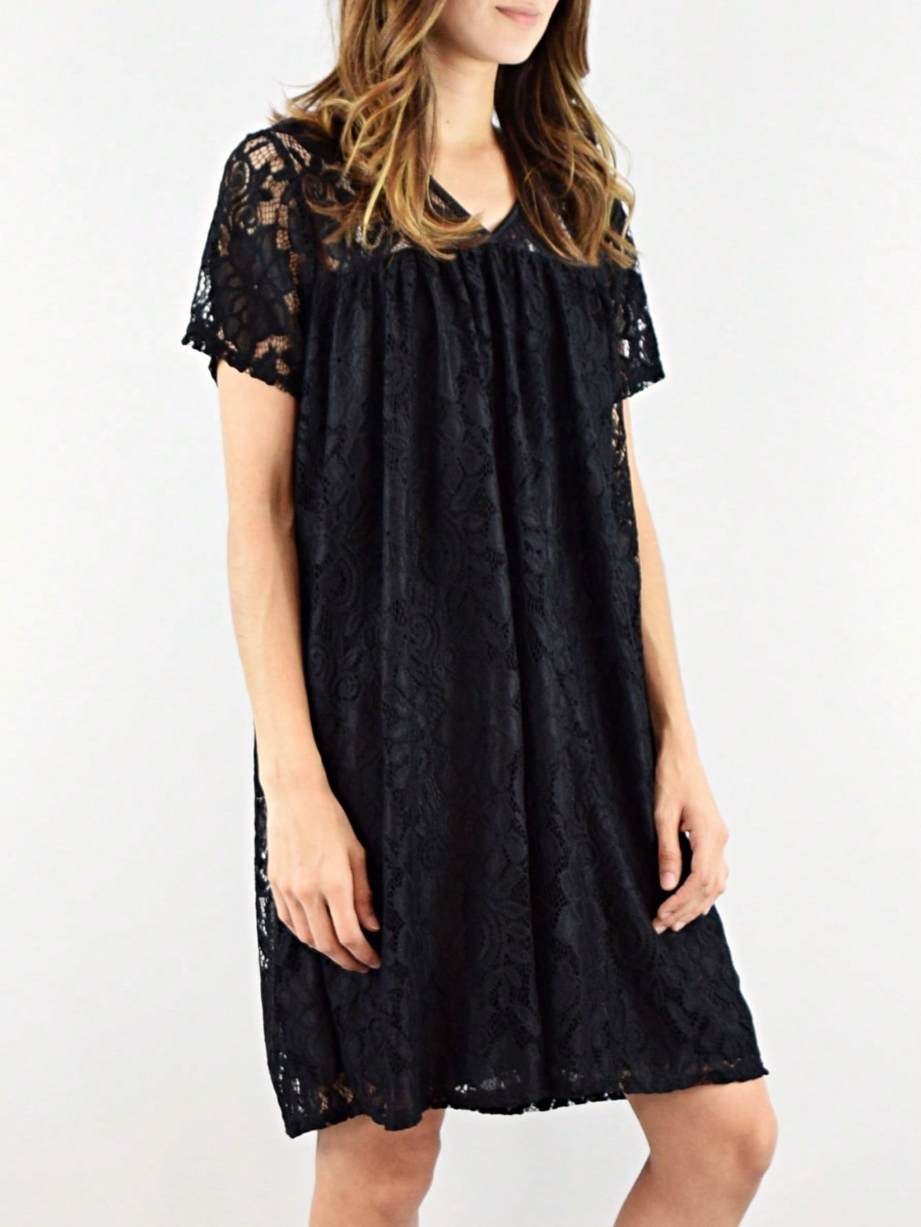 Boho Retro Burgundy  Red Lace Fit And Flare Three-Quarter Sleeve Lace