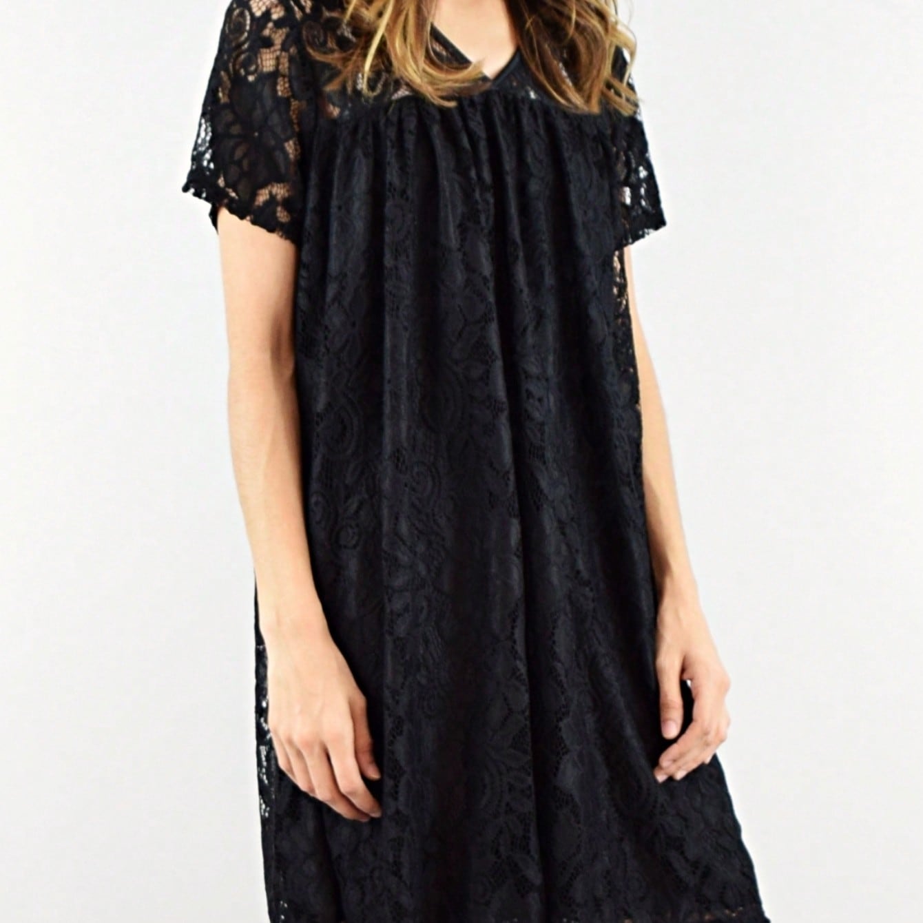 Boho Retro Burgundy  Red Lace Fit And Flare Three-Quarter Sleeve Lace
