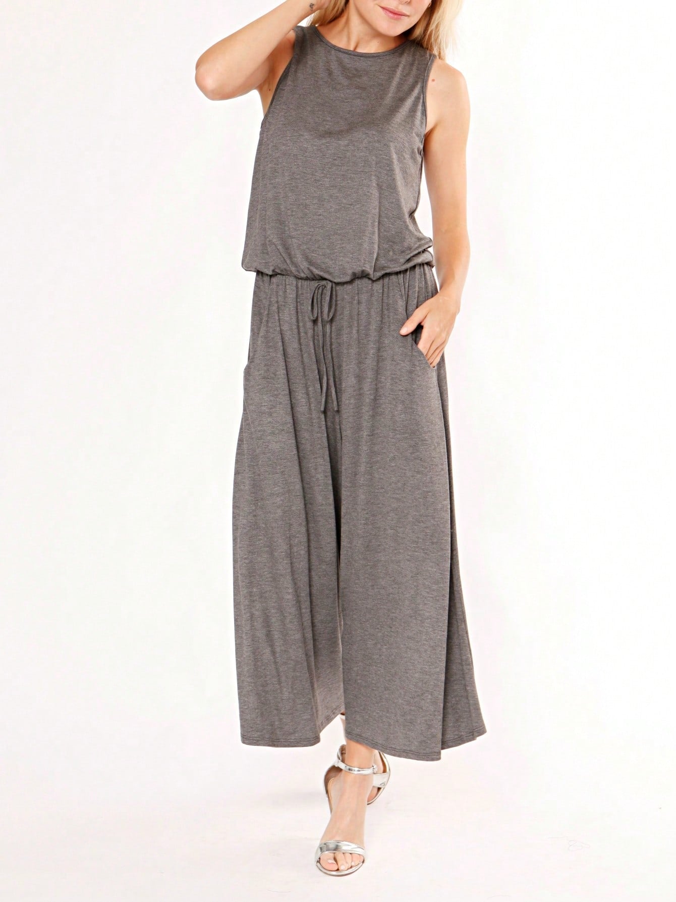 Boho Drawstring Black Charcoal Navy Y2K Romper Jumpsuit