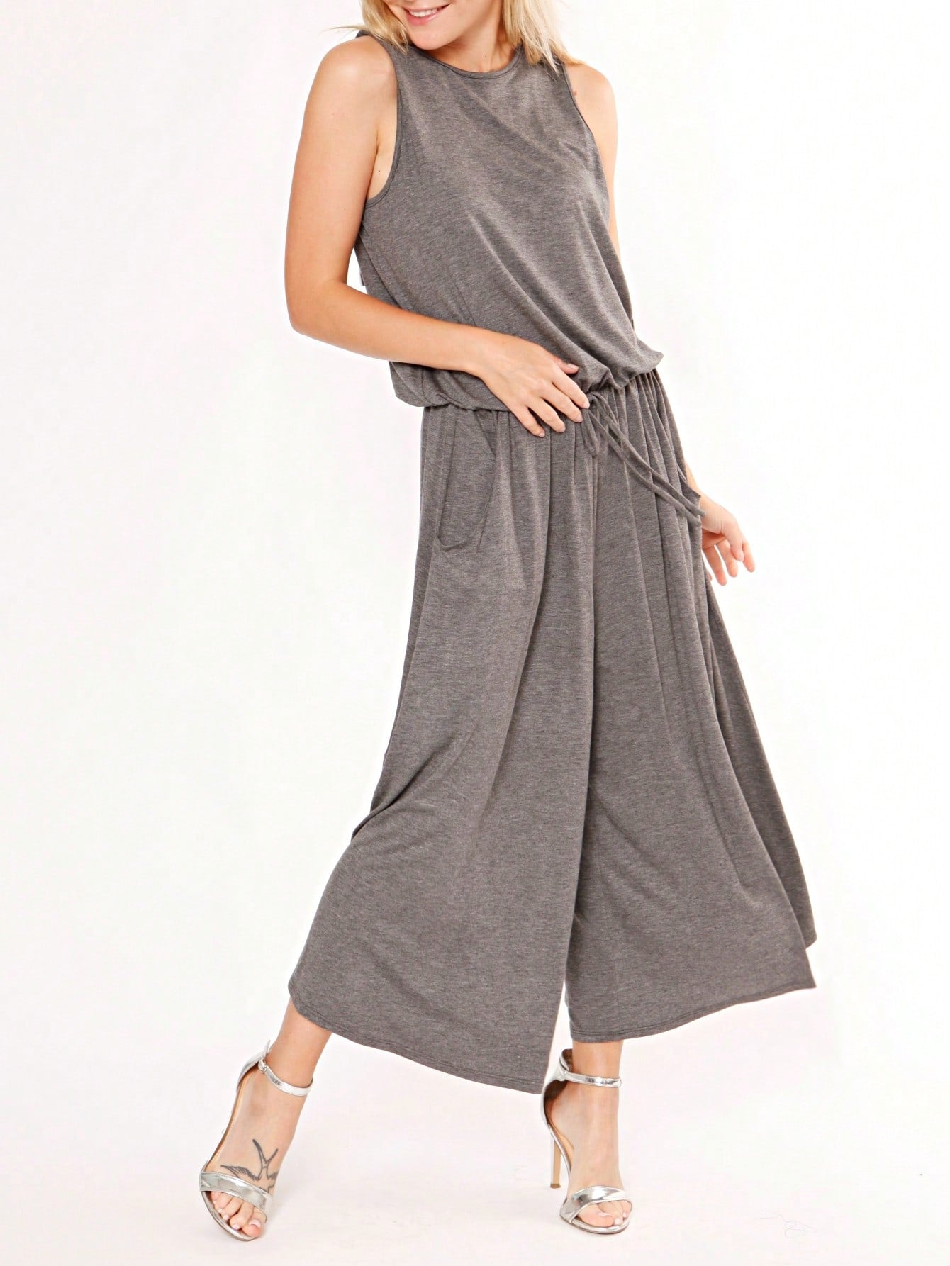 Boho Drawstring Black Charcoal Navy Y2K Romper Jumpsuit