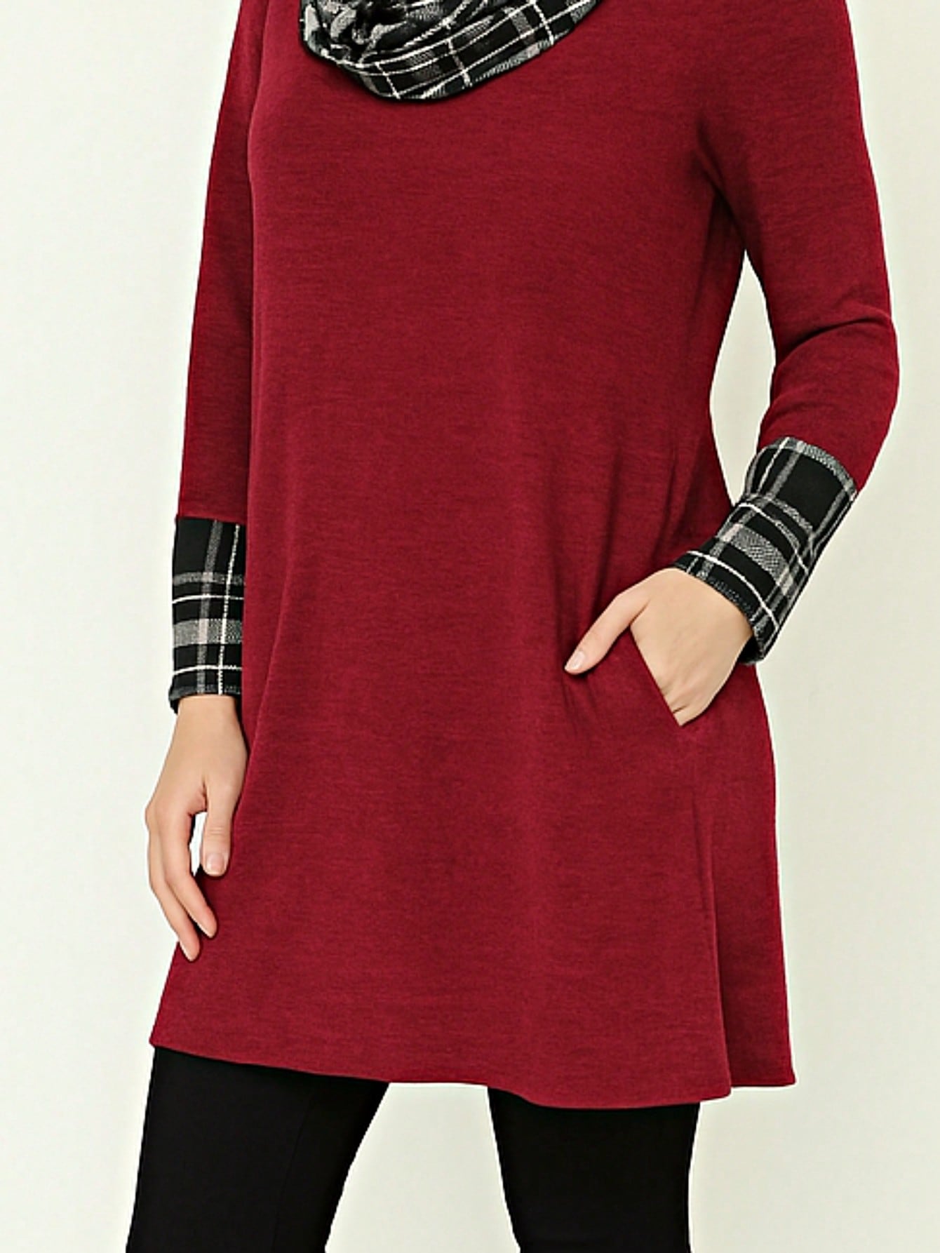 Boho Retro Solid Knit Button Turtle Neck Tulip Slit Tunic Top  Knit Top