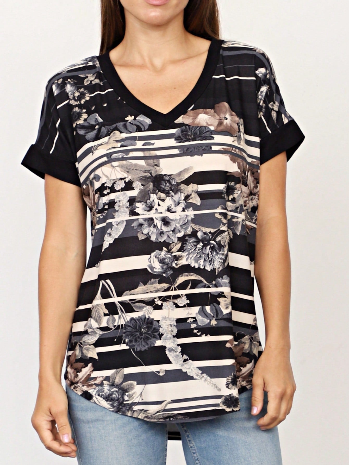 Black White Leopard Animal & Tropical Print Raglan Cap Sleeve Top Shirt Blouse | S-3X
