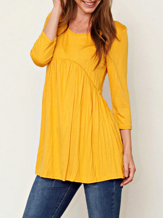 Summer/Spring Solid Mint Navy Yellow Cute Baby Doll Top Blouse Cool Smooth Rayon Tunic Tunic  Off Shoulder Double Ruffle Flutter Sleeve