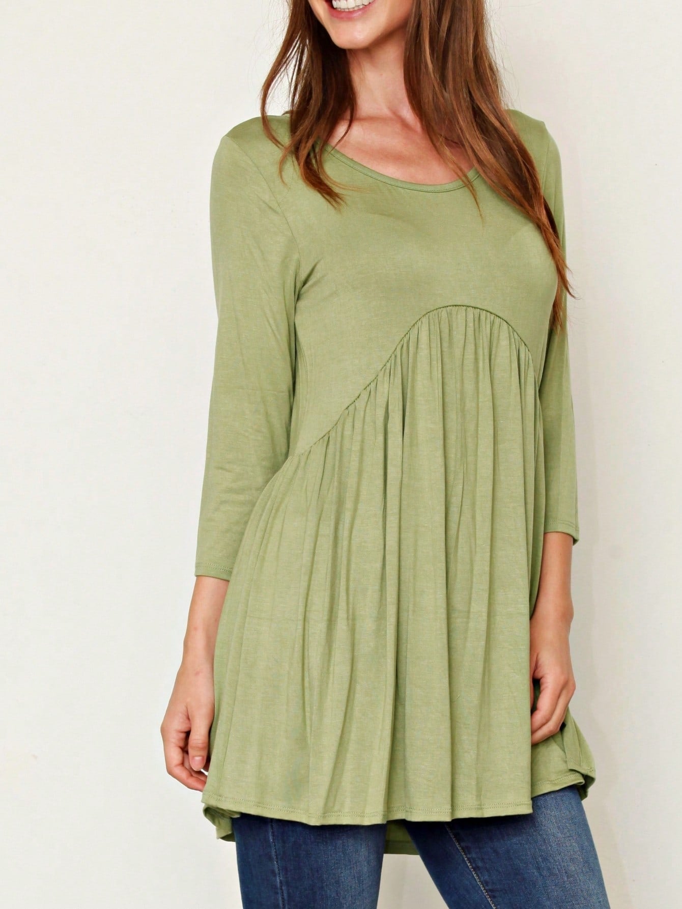 Summer/Spring Solid Mint Navy Yellow Cute Baby Doll Top Blouse Cool Smooth Rayon Tunic Tunic  Off Shoulder Double Ruffle Flutter Sleeve