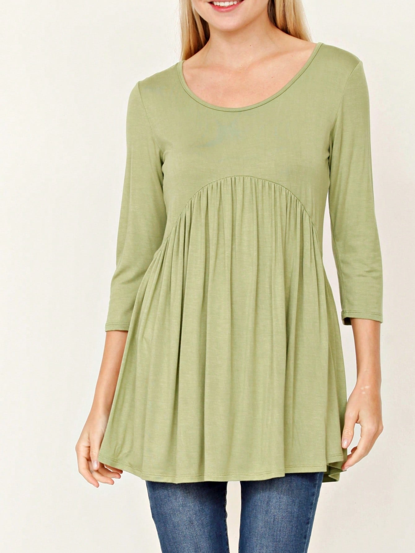 Summer/Spring Solid Mint Navy Yellow Cute Baby Doll Top Blouse Cool Smooth Rayon Tunic Tunic  Off Shoulder Double Ruffle Flutter Sleeve