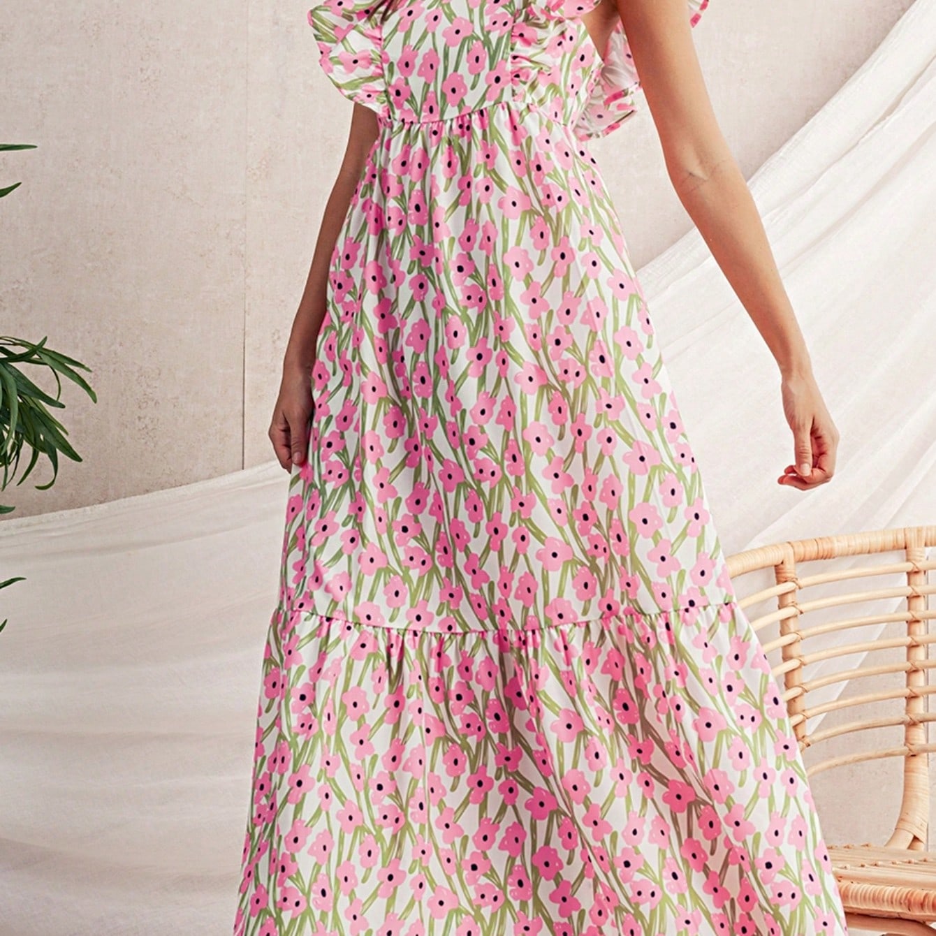 Boho Vacation Blue  Elegant Classic Tiered Maxi Long Shirt  Dress With Belt  Versatile Summer Dress For Women