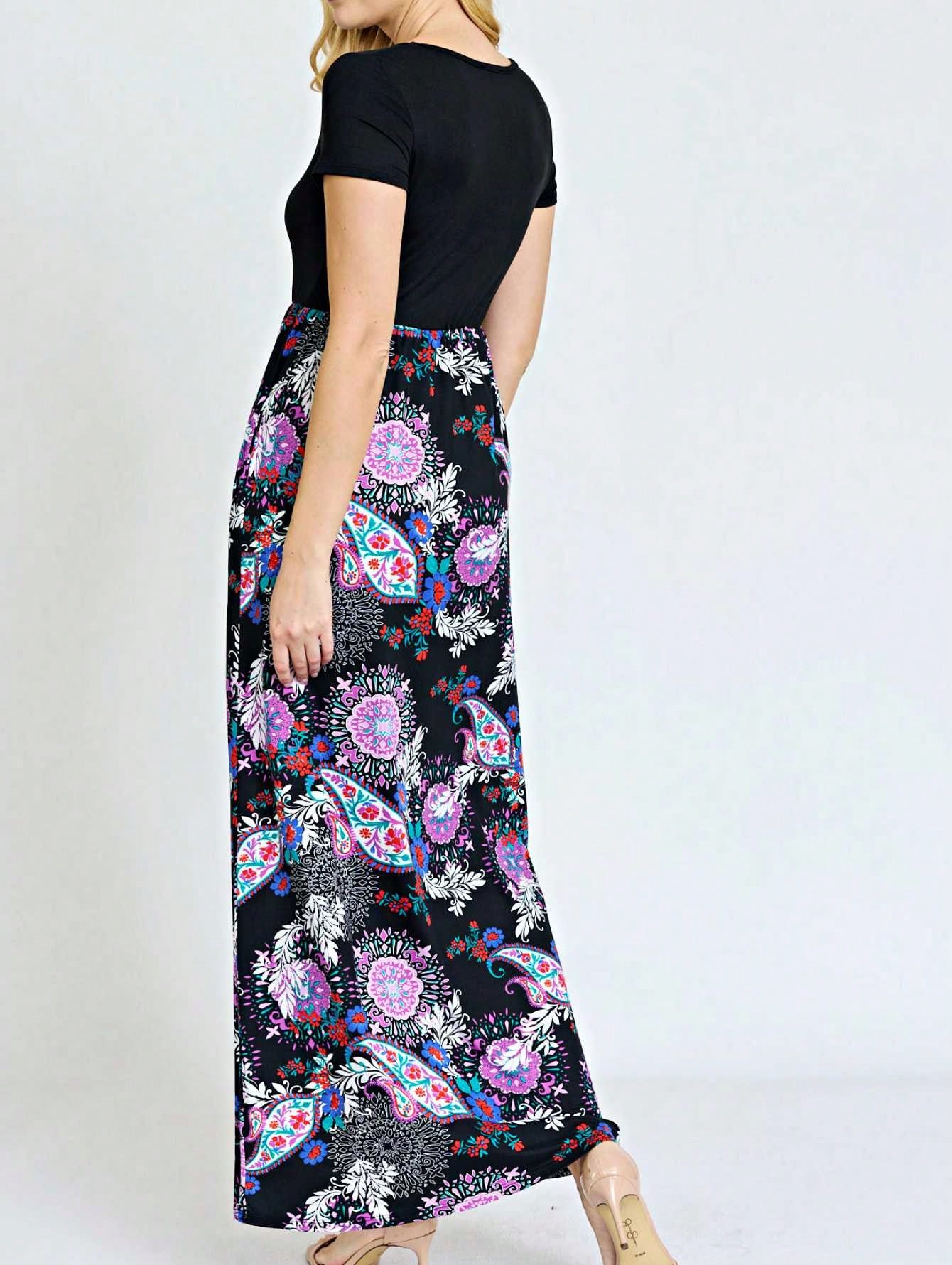 Halter Sleeveless Ditsy Floral Vacation Cruise Multi Chevron Stripe Yellow, Navy And Mint Sleeveless Maxi Dress With Pocket | S-3X