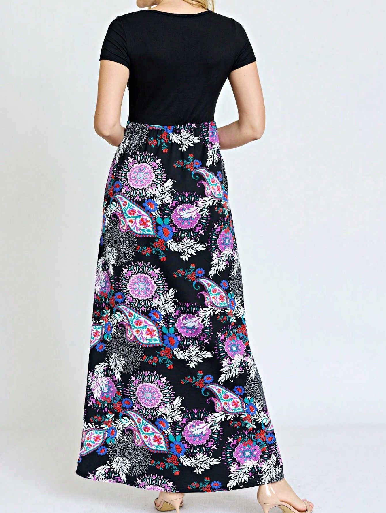 Halter Sleeveless Ditsy Floral Vacation Cruise Multi Chevron Stripe Yellow, Navy And Mint Sleeveless Maxi Dress With Pocket | S-3X