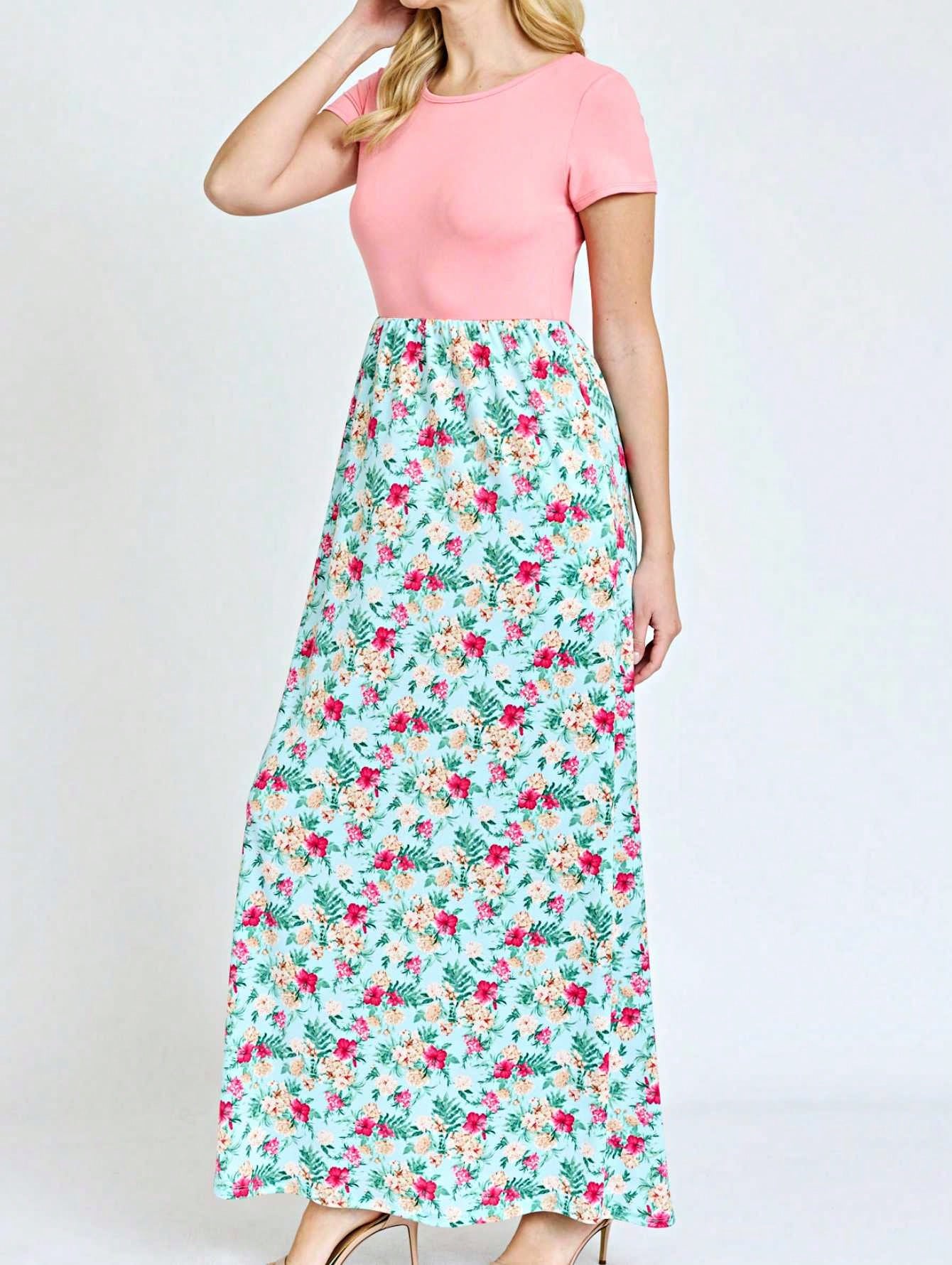 Halter Sleeveless Ditsy Floral Vacation Cruise Multi Chevron Stripe Yellow, Navy And Mint Sleeveless Maxi Dress With Pocket | S-3X