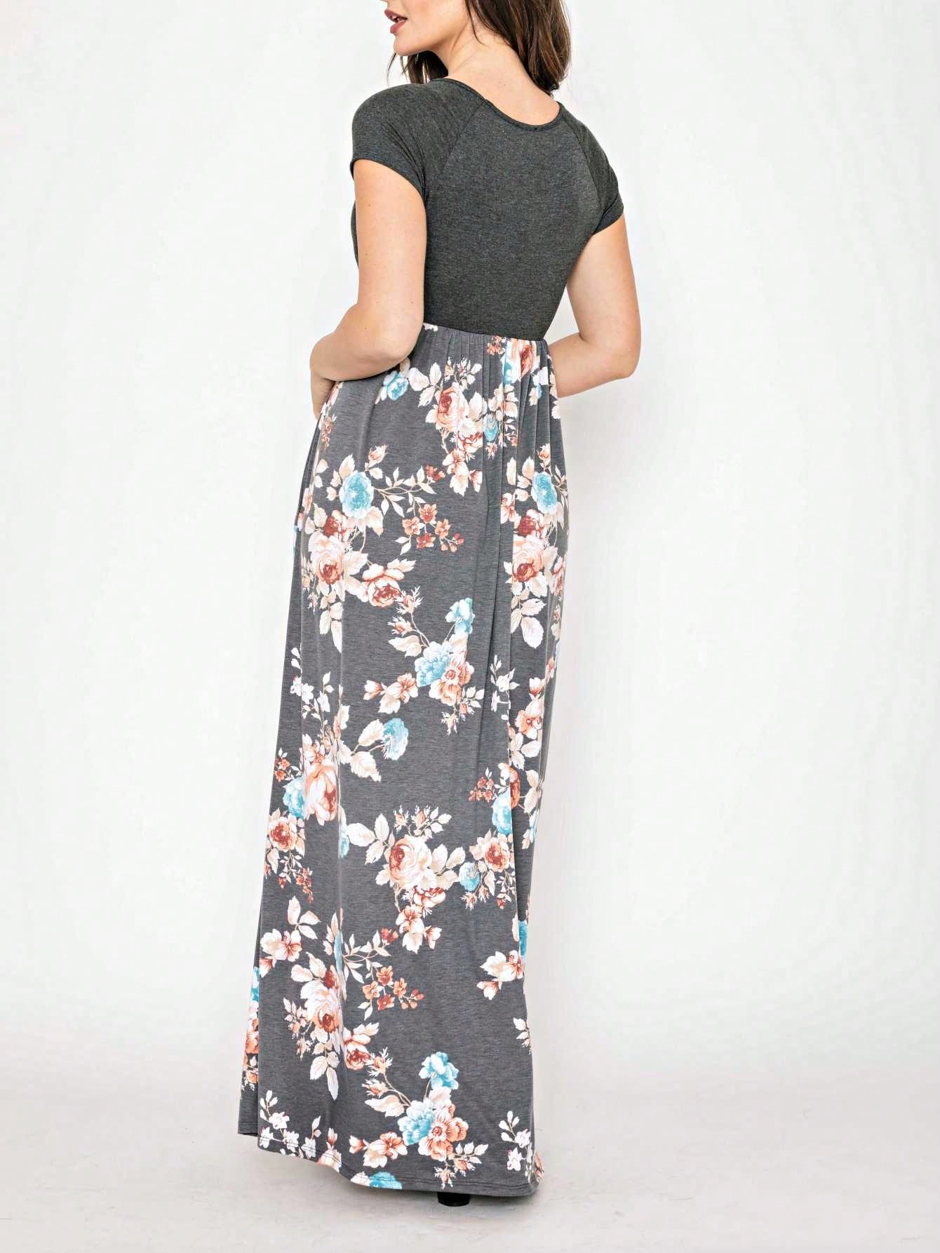 Halter Sleeveless Ditsy Floral Vacation Cruise Multi Chevron Stripe Yellow, Navy And Mint Sleeveless Maxi Dress With Pocket | S-3X
