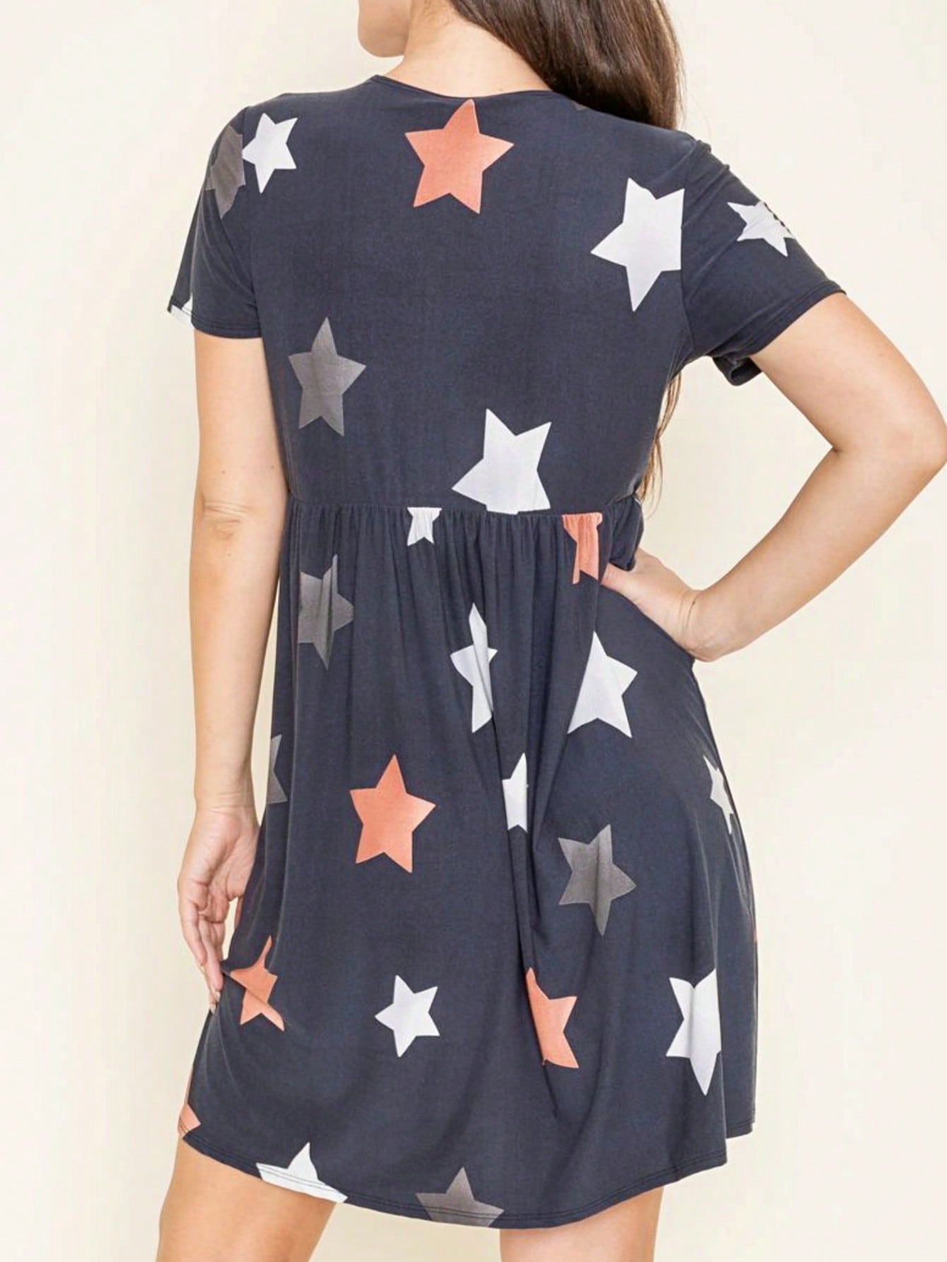 Boho Retro Sage Navy Pink Black Ditsy Floral Surplice Deep V Neck Band Waist Shirring Soft Swing Dress Small To 3 XL Plus