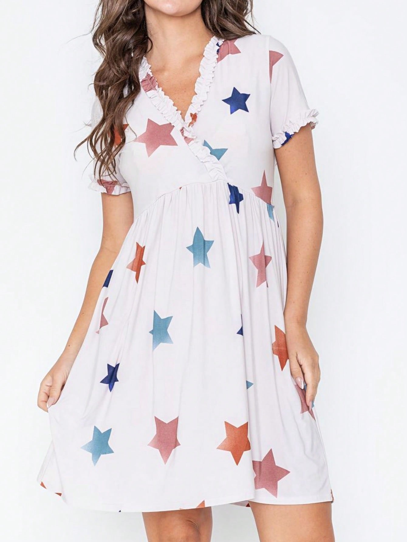 Boho Retro Sage Navy Pink Black Ditsy Floral Surplice Deep V Neck Band Waist Shirring Soft Swing Dress Small To 3 XL Plus