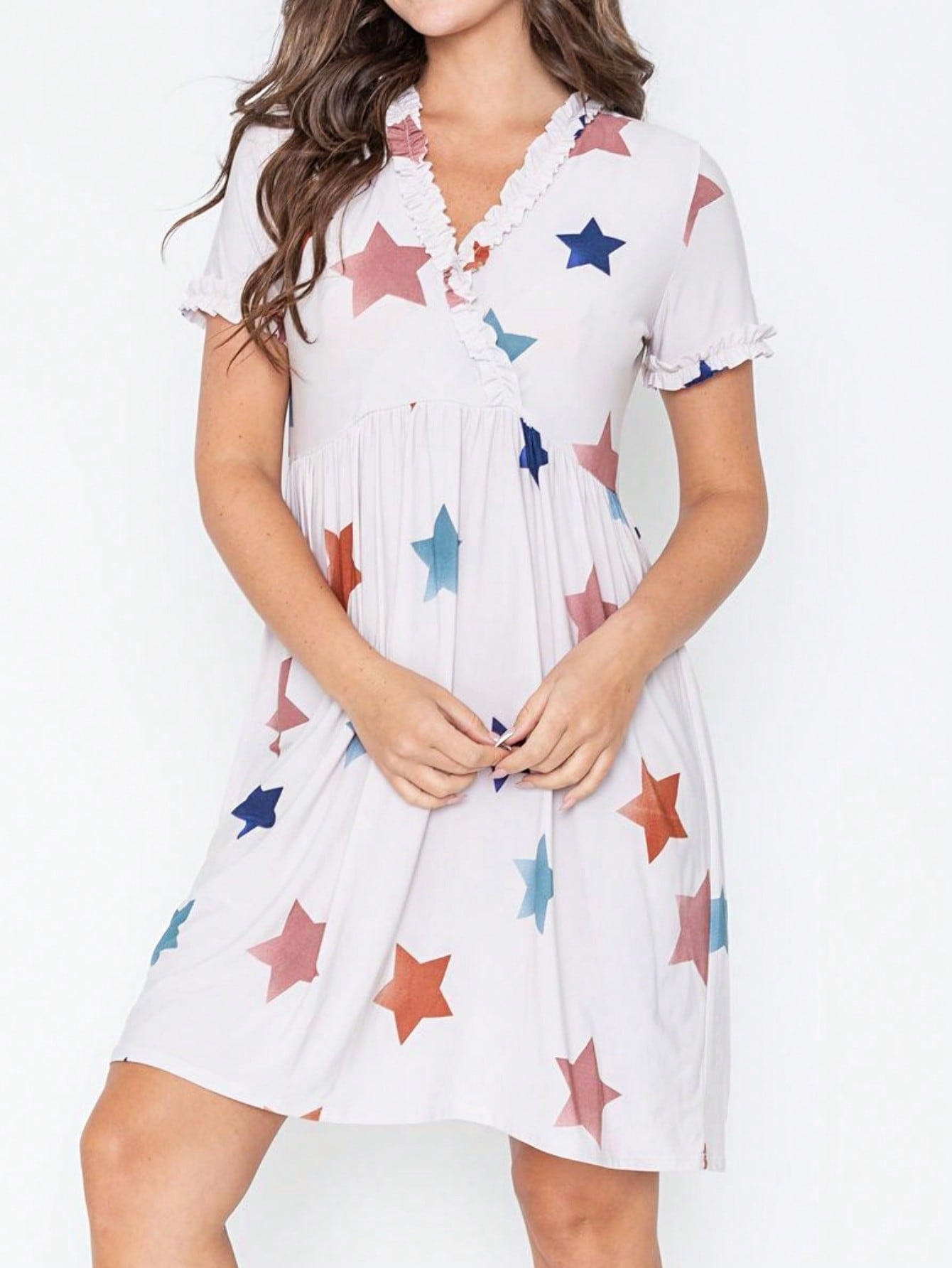 Boho Retro Sage Navy Pink Black Ditsy Floral Surplice Deep V Neck Band Waist Shirring Soft Swing Dress Small To 3 XL Plus