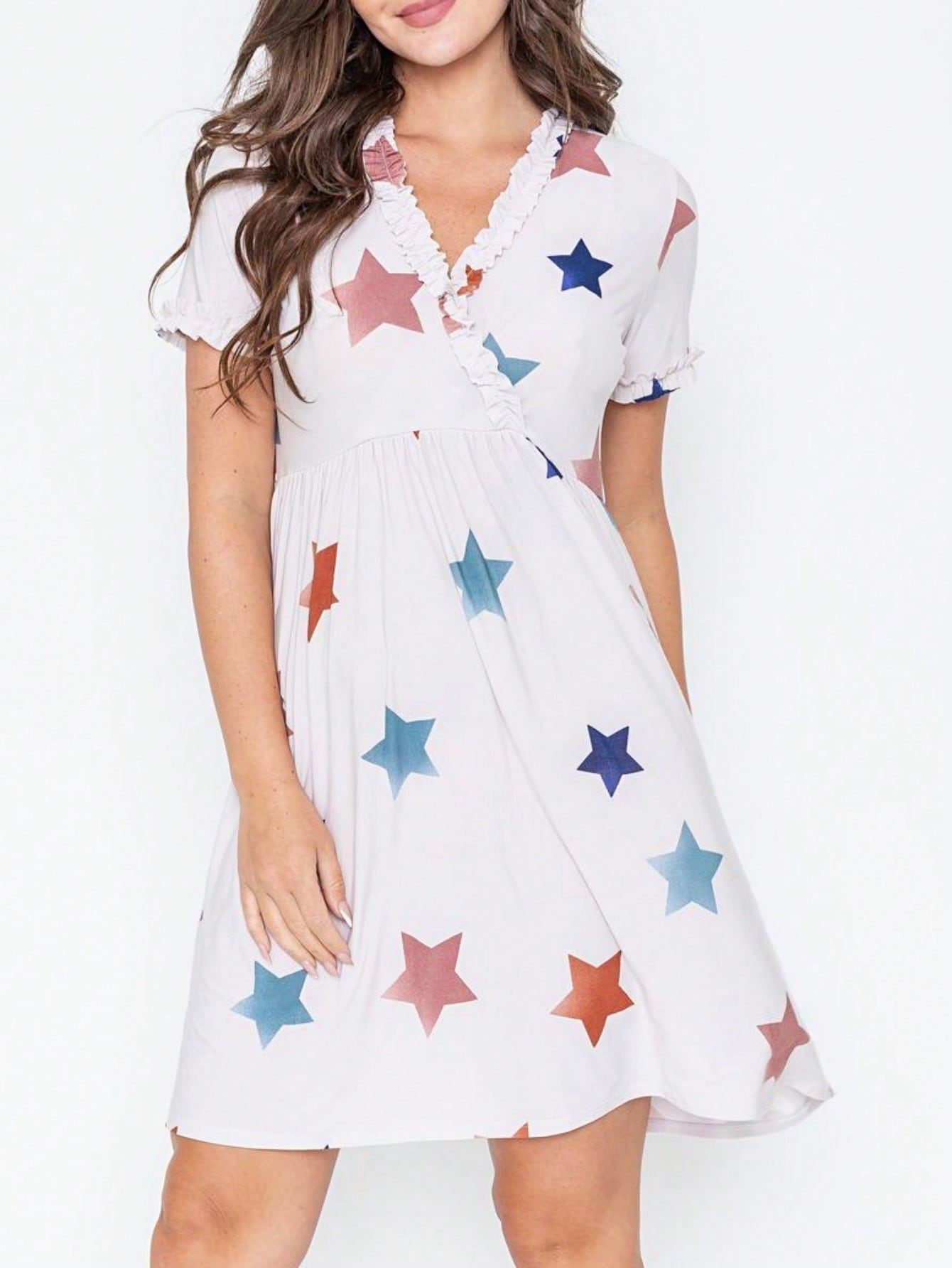 Boho Retro Sage Navy Pink Black Ditsy Floral Surplice Deep V Neck Band Waist Shirring Soft Swing Dress Small To 3 XL Plus
