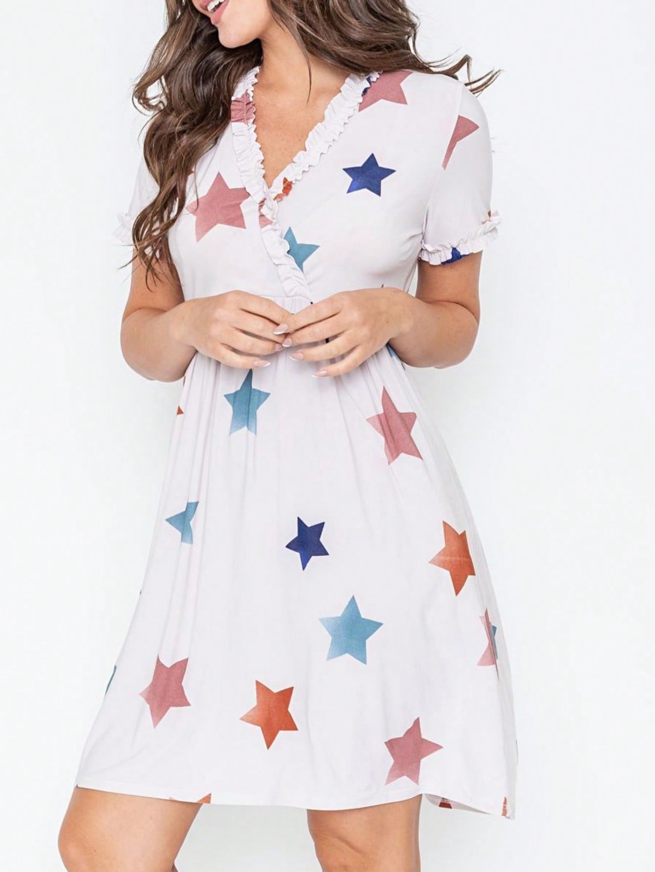 Boho Retro Sage Navy Pink Black Ditsy Floral Surplice Deep V Neck Band Waist Shirring Soft Swing Dress Small To 3 XL Plus