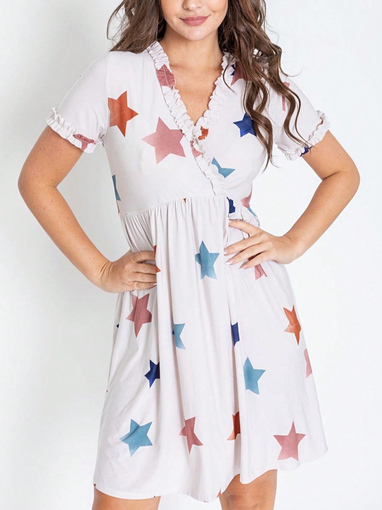 Boho Retro Sage Navy Pink Black Ditsy Floral Surplice Deep V Neck Band Waist Shirring Soft Swing Dress Small To 3 XL Plus