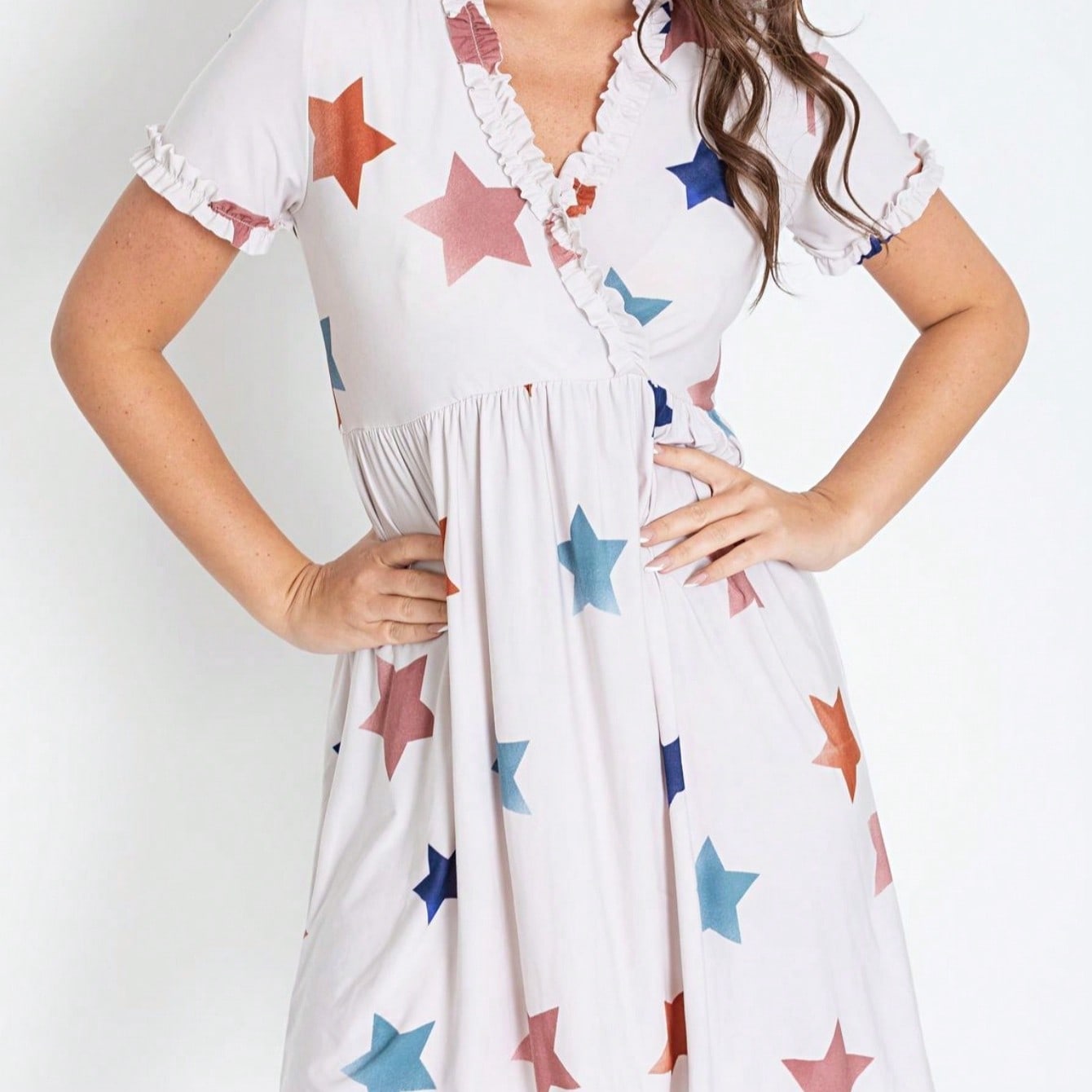 Boho Retro Sage Navy Pink Black Ditsy Floral Surplice Deep V Neck Band Waist Shirring Soft Swing Dress Small To 3 XL Plus