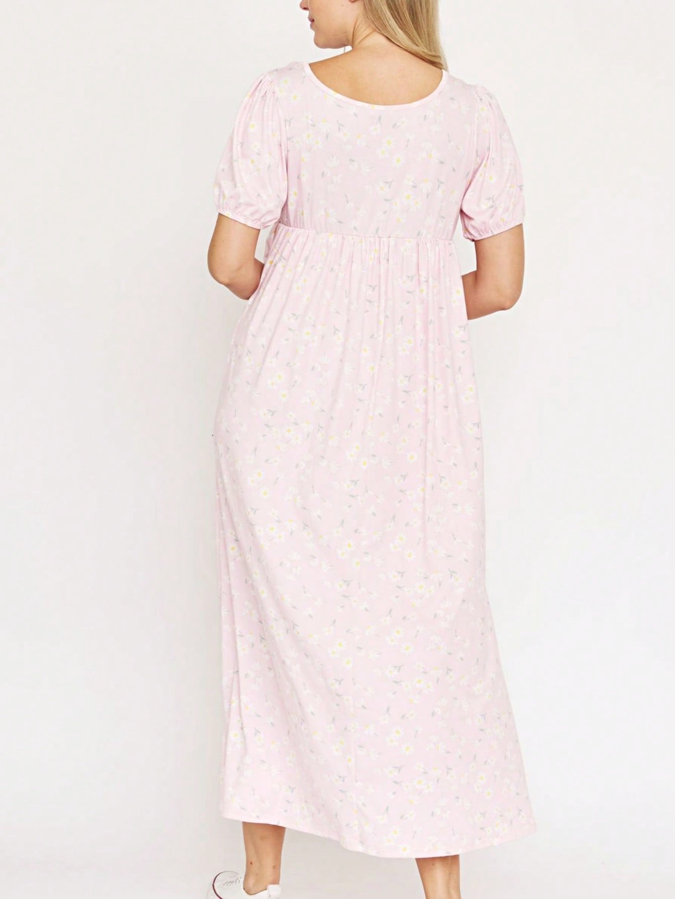 Tiered Tropical Short Sleeve Leaves Floral  Maxi Long Woven Dress