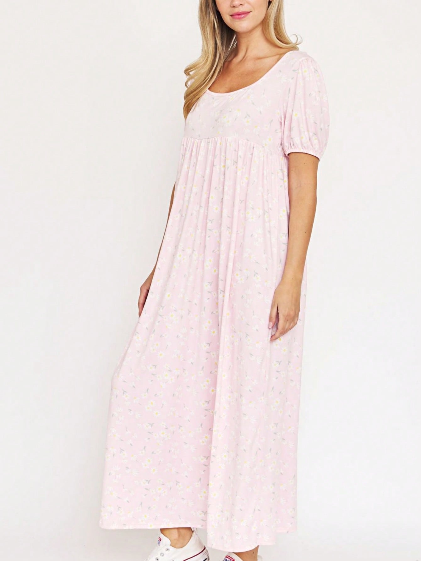 Tiered Tropical Short Sleeve Leaves Floral  Maxi Long Woven Dress