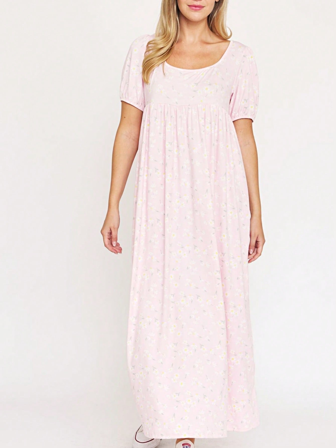 Tiered Tropical Short Sleeve Leaves Floral  Maxi Long Woven Dress