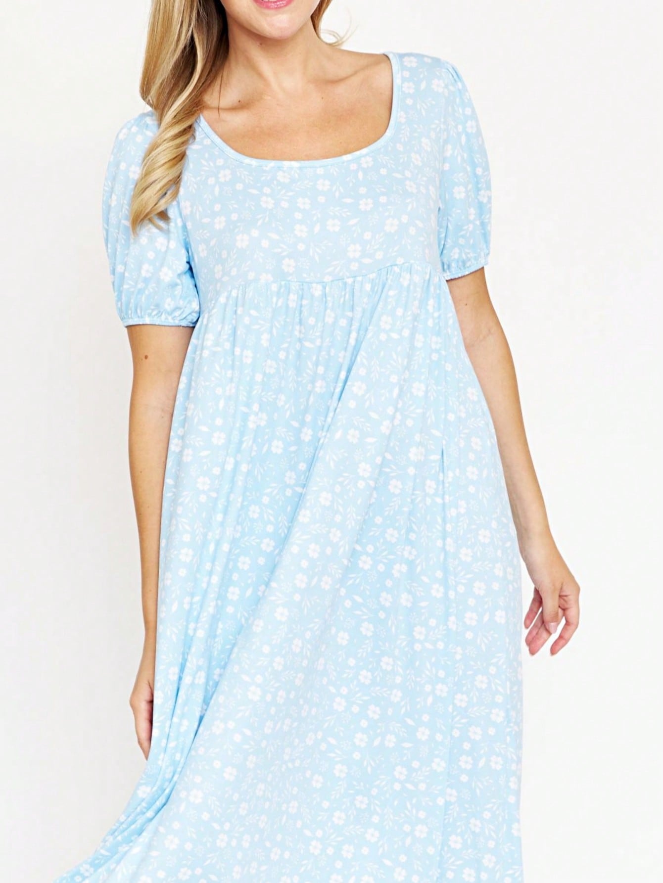 Tiered Tropical Short Sleeve Leaves Floral  Maxi Long Woven Dress