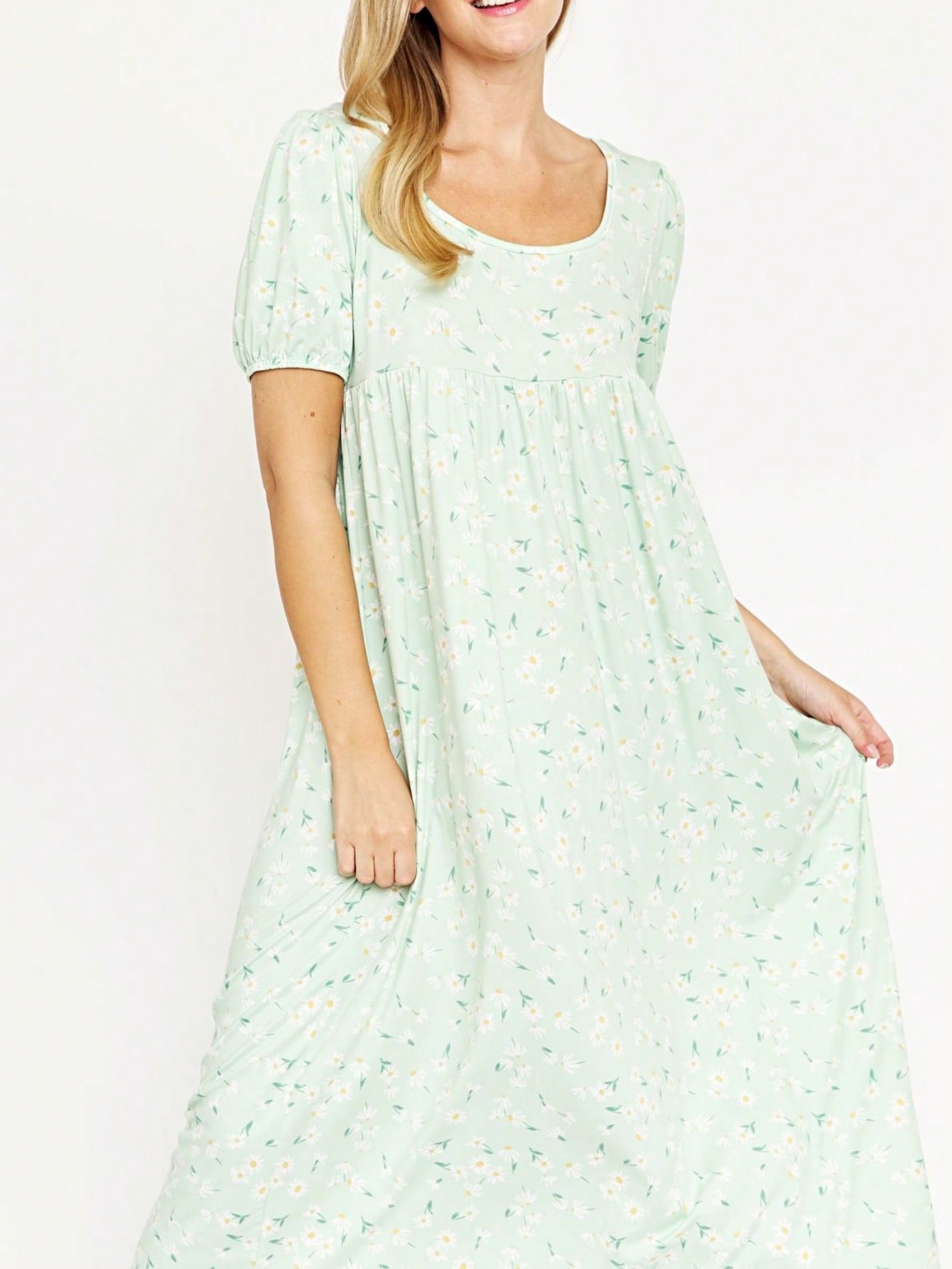 Tiered Tropical Short Sleeve Leaves Floral  Maxi Long Woven Dress