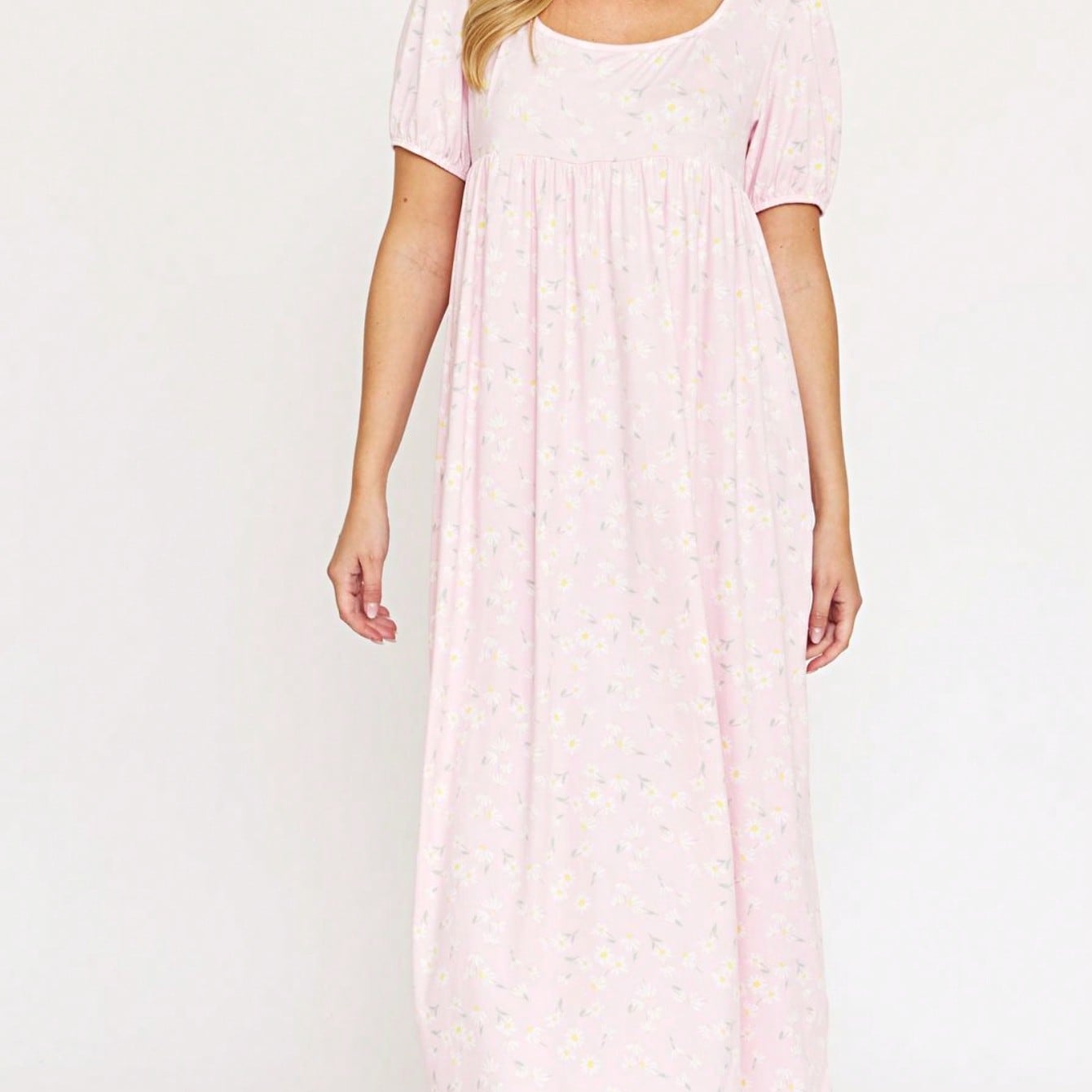 Tiered Tropical Short Sleeve Leaves Floral  Maxi Long Woven Dress