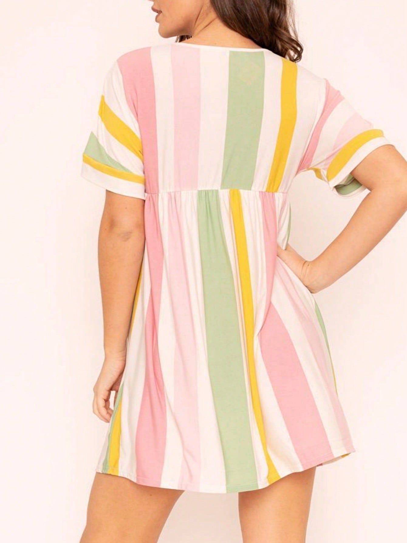 Boho Retro Vintage Multi Stripe Retro 60's Style  Mini Dress