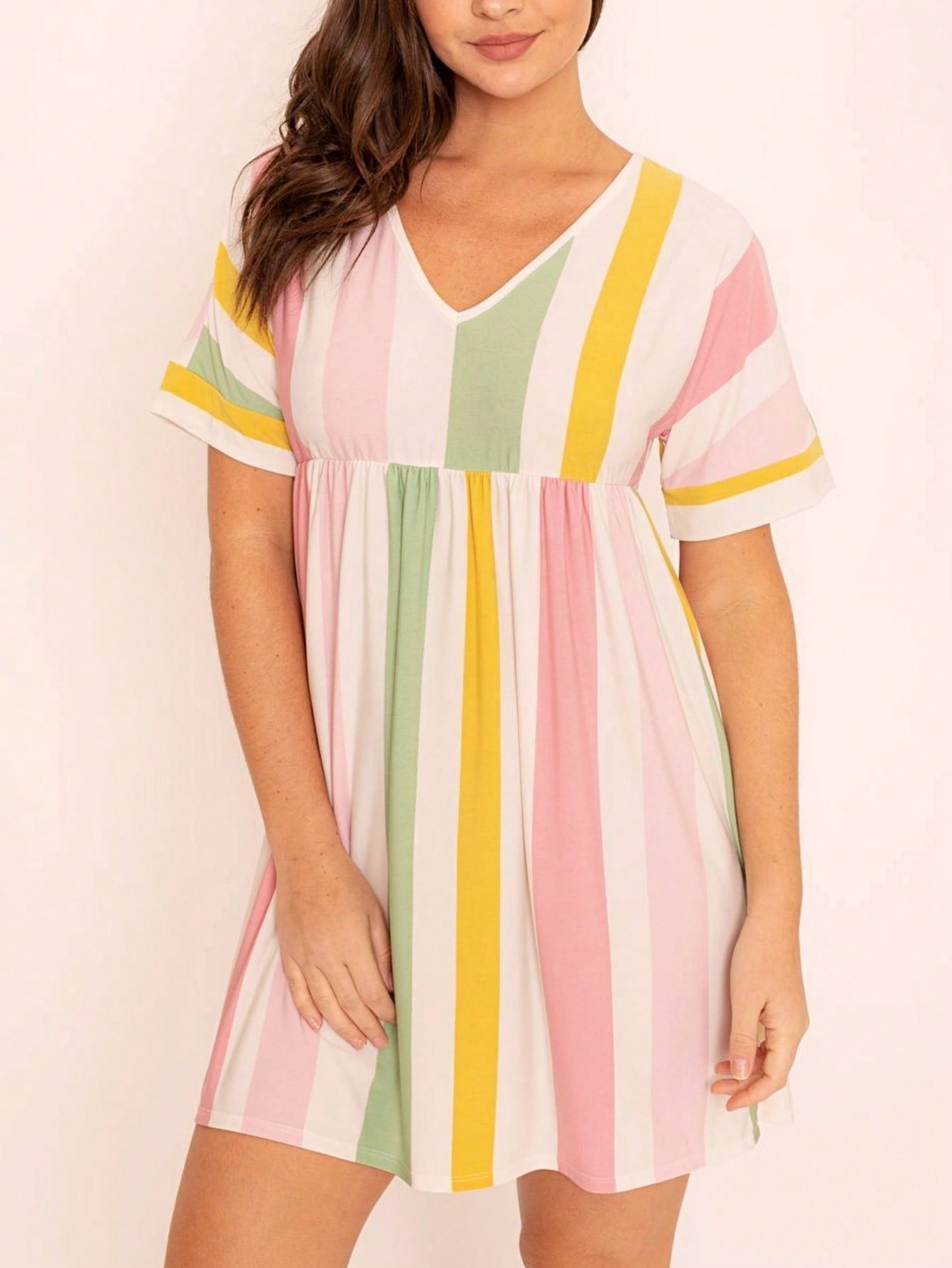 Boho Retro Vintage Multi Stripe Retro 60's Style  Mini Dress