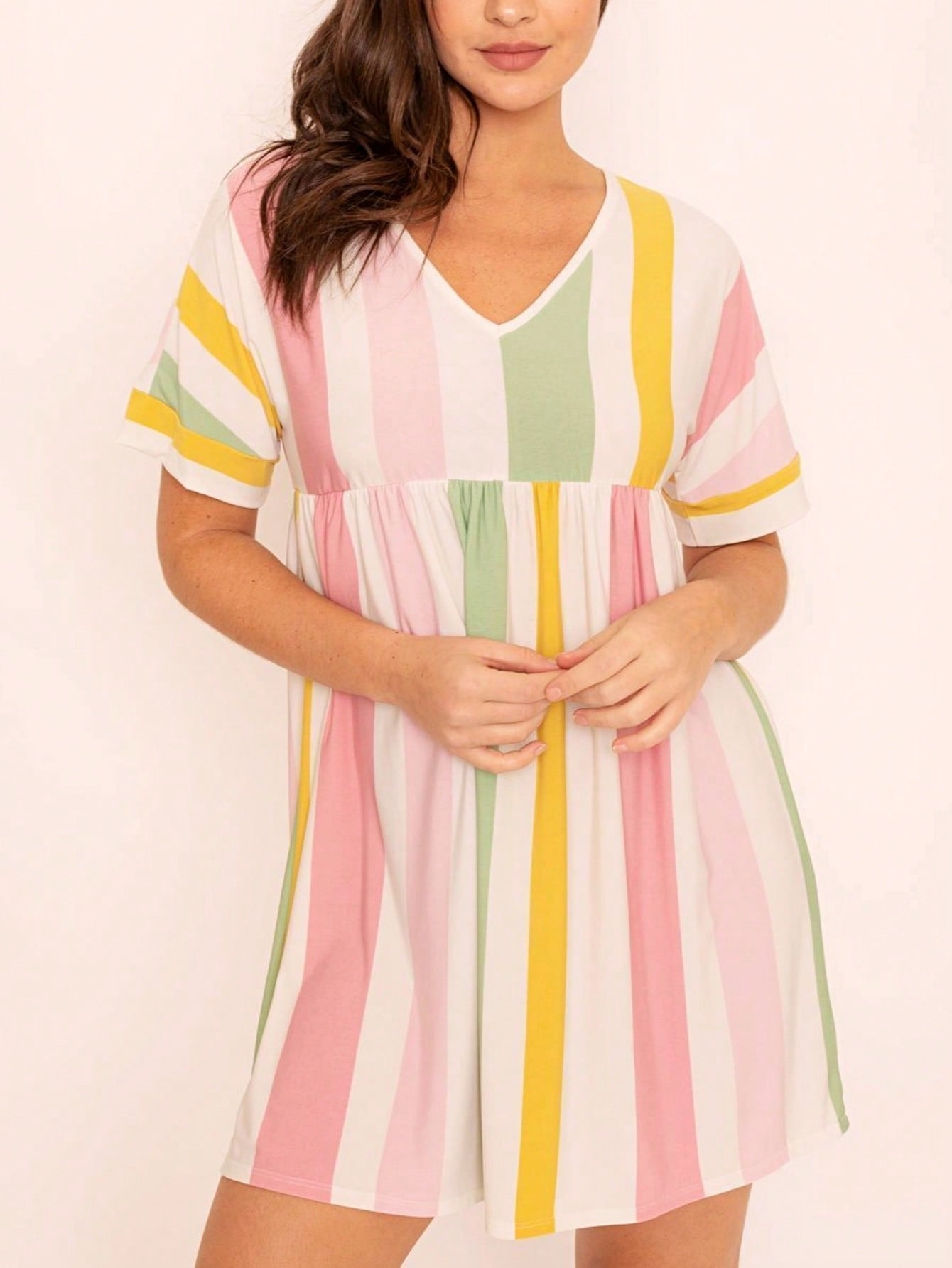 Boho Retro Vintage Multi Stripe Retro 60's Style  Mini Dress