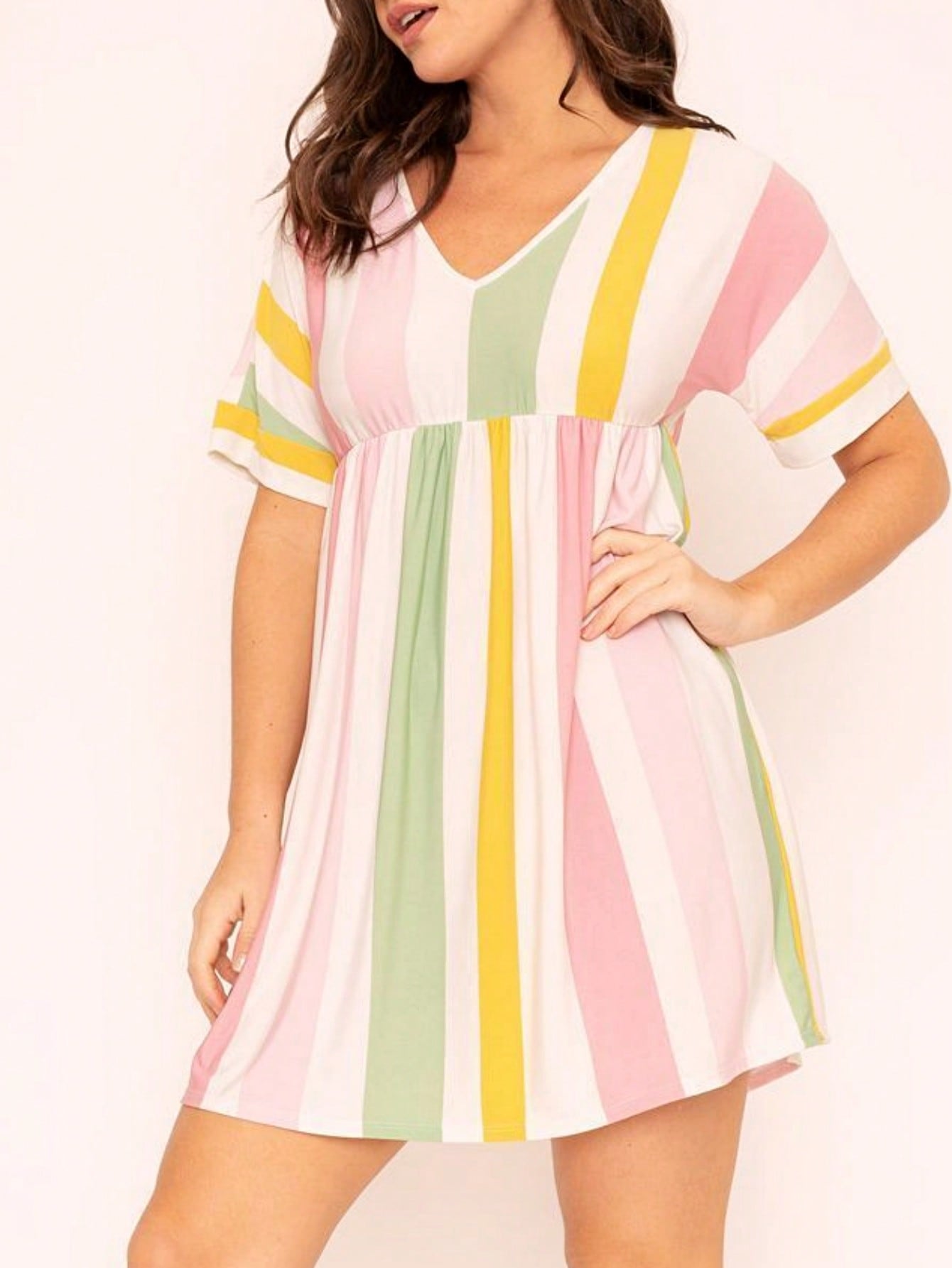 Boho Retro Vintage Multi Stripe Retro 60's Style  Mini Dress