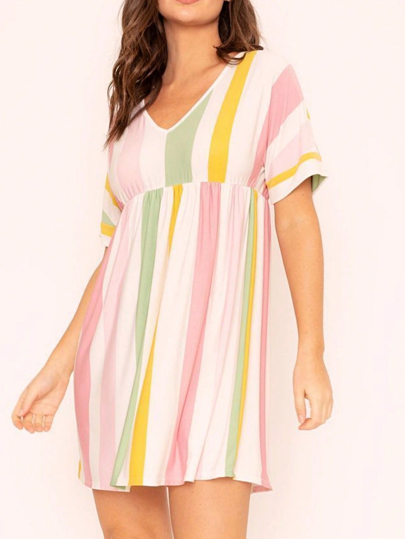Boho Retro Vintage Multi Stripe Retro 60's Style  Mini Dress