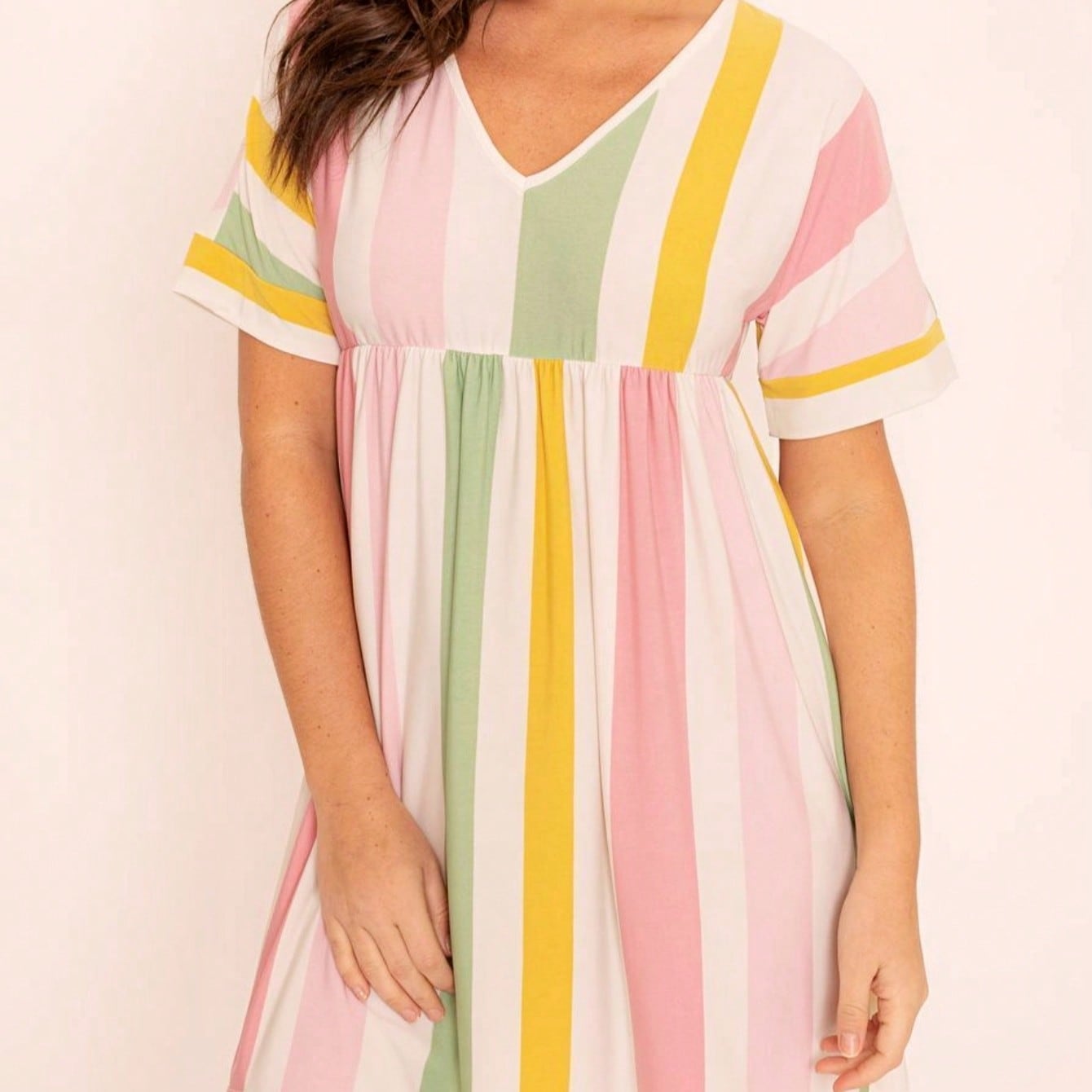 Boho Retro Vintage Multi Stripe Retro 60's Style  Mini Dress