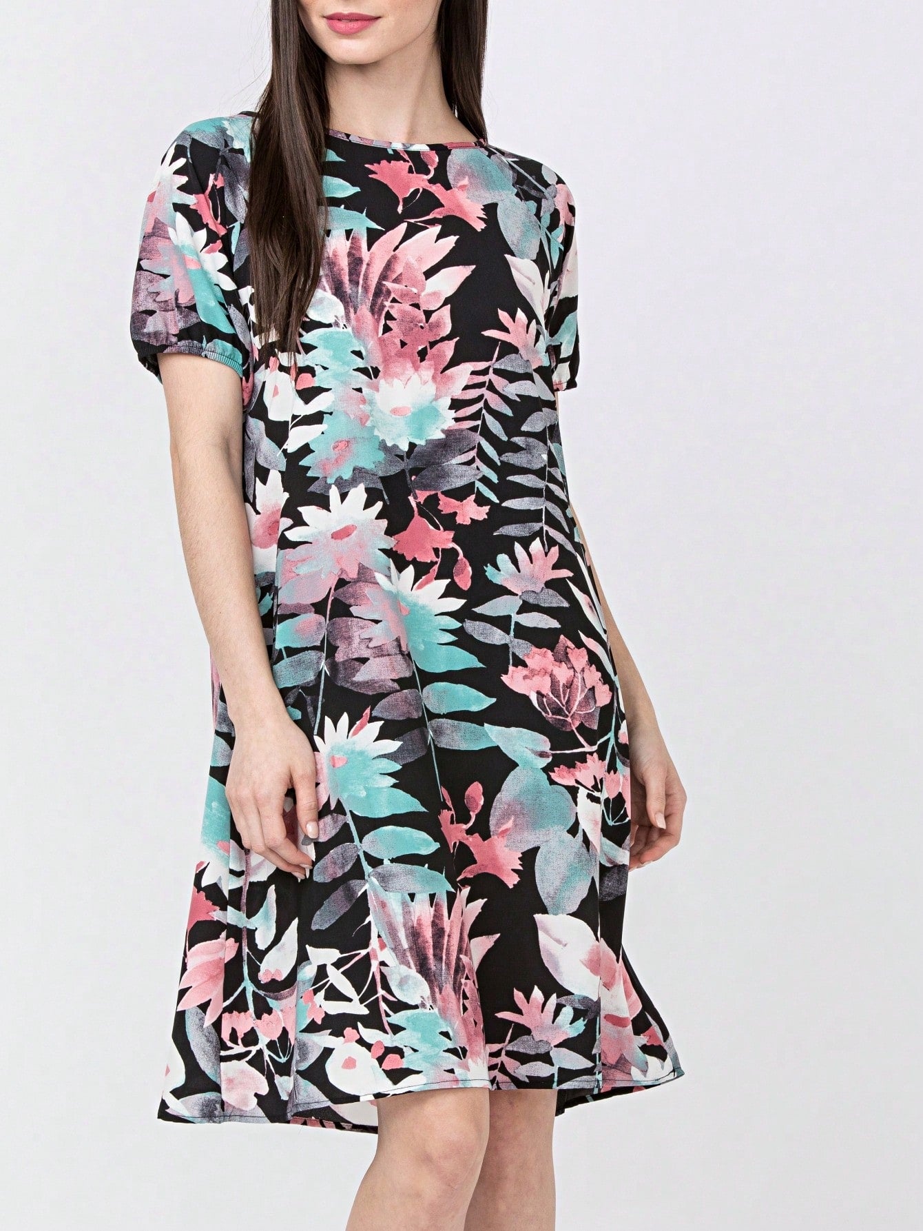 Boho Vintage Mint Pink Blue Patchwork V-Neck Dolman Sleeve Mini Swing Southern Dress Cover Up| S-3X