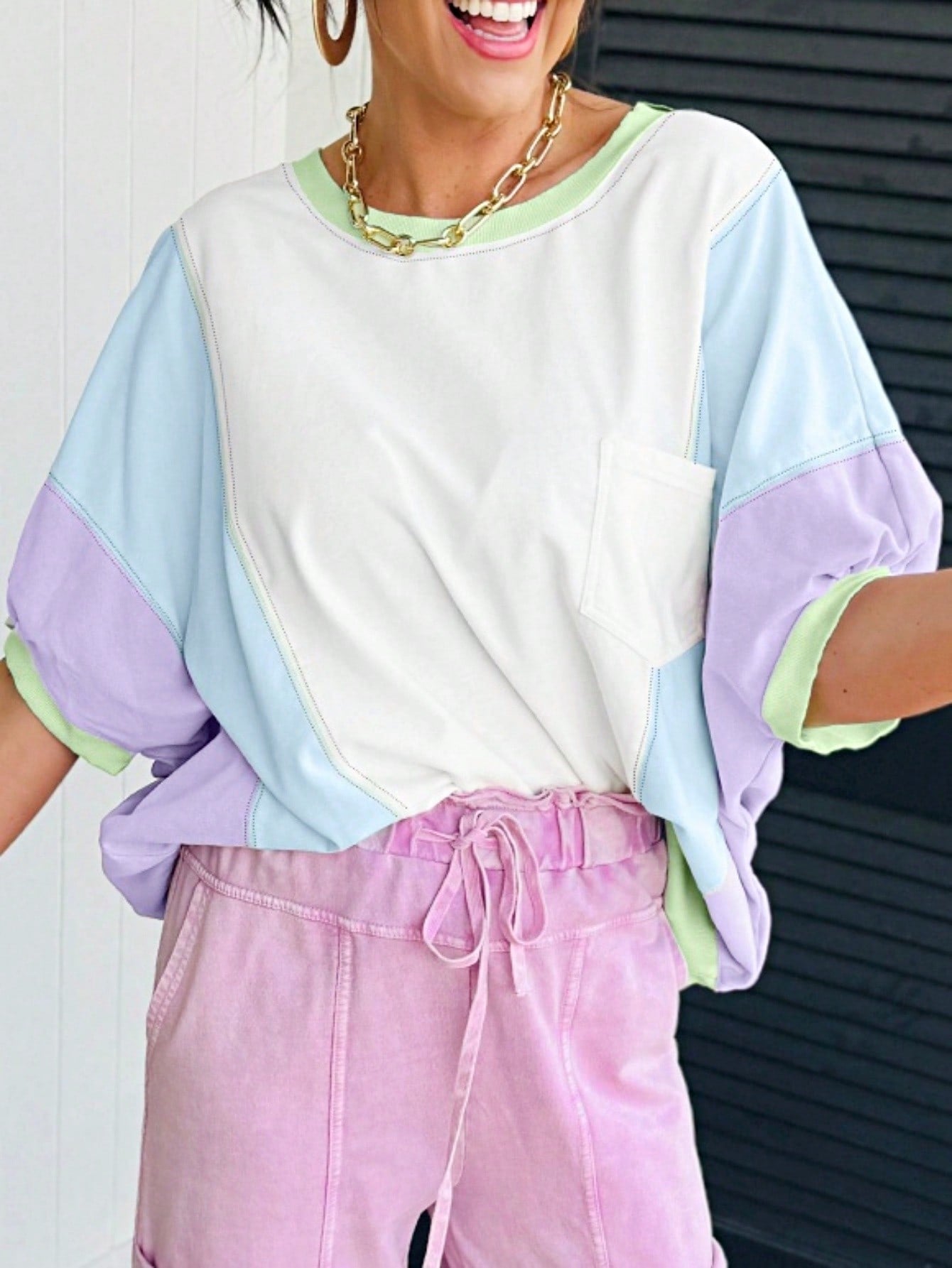 Boho Retro Cream Beige Vintage 90's Star Jean Patch Cotton Mix Long Sleeve Top Pull Over Dolman Sleeve Sweatshirt Pullover