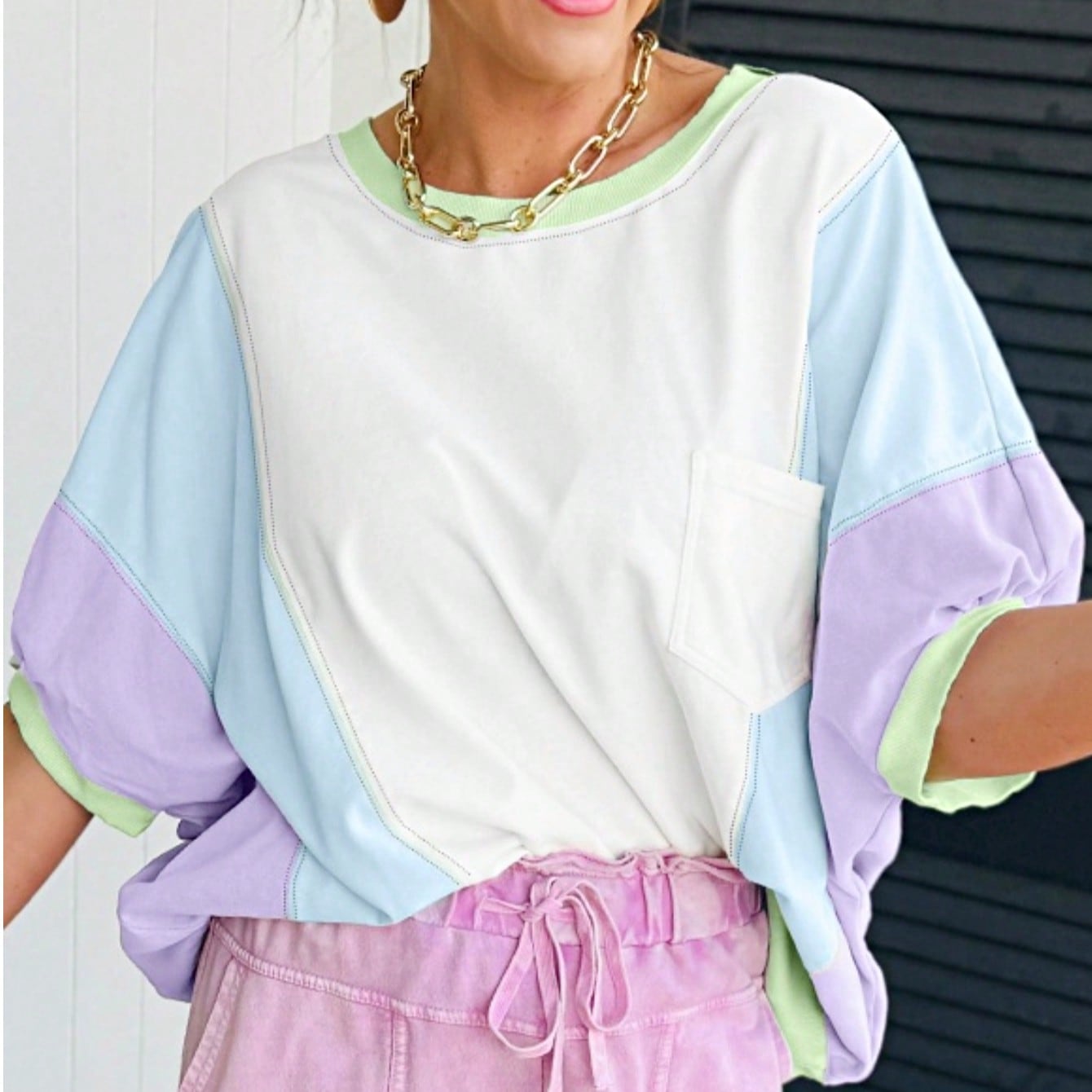 Boho Retro Cream Beige Vintage 90's Star Jean Patch Cotton Mix Long Sleeve Top Pull Over Dolman Sleeve Sweatshirt Pullover